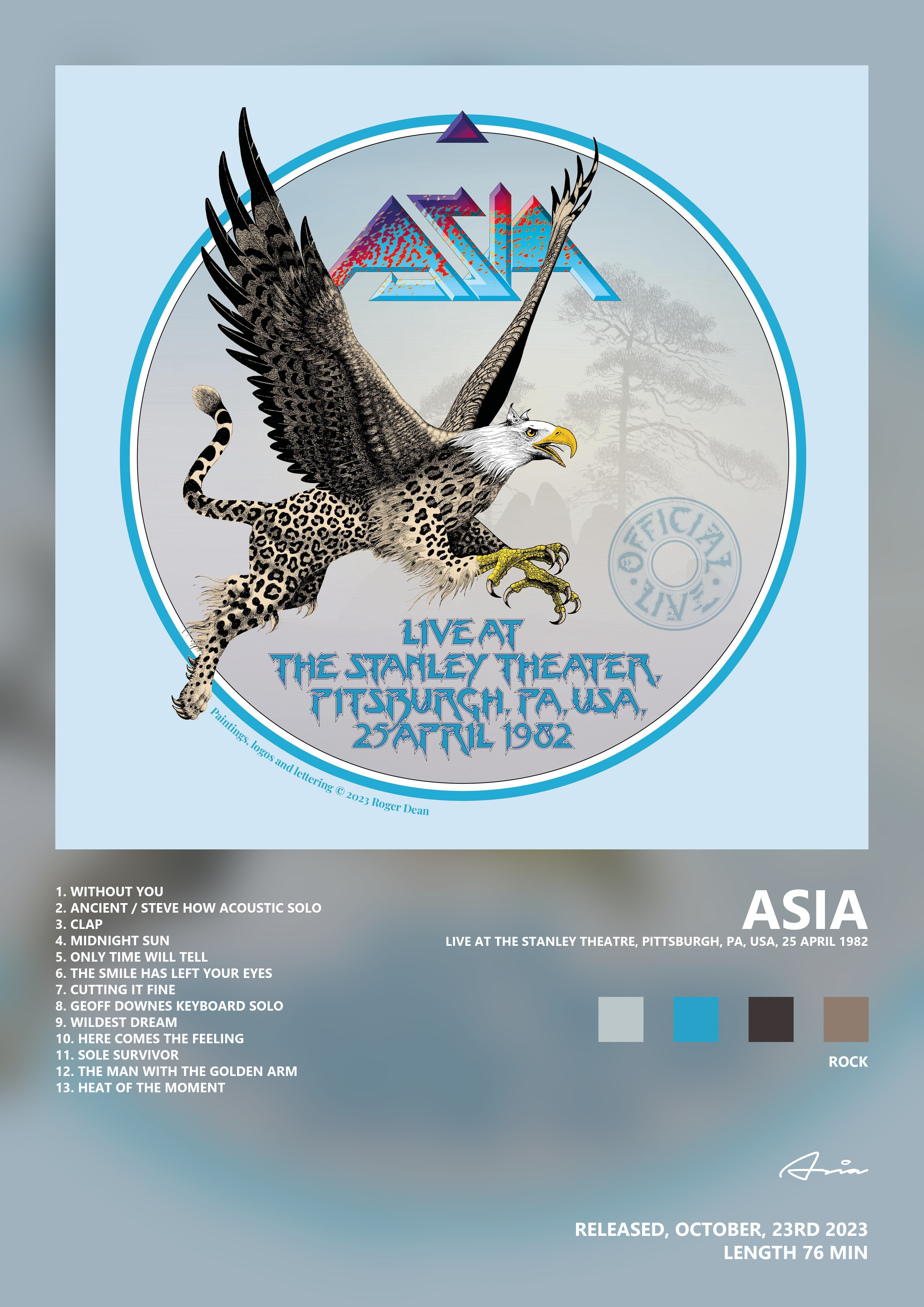 Music poster: Asia - Live at the Stanley Theatre Pittsburgh PA USA 25 April 1982