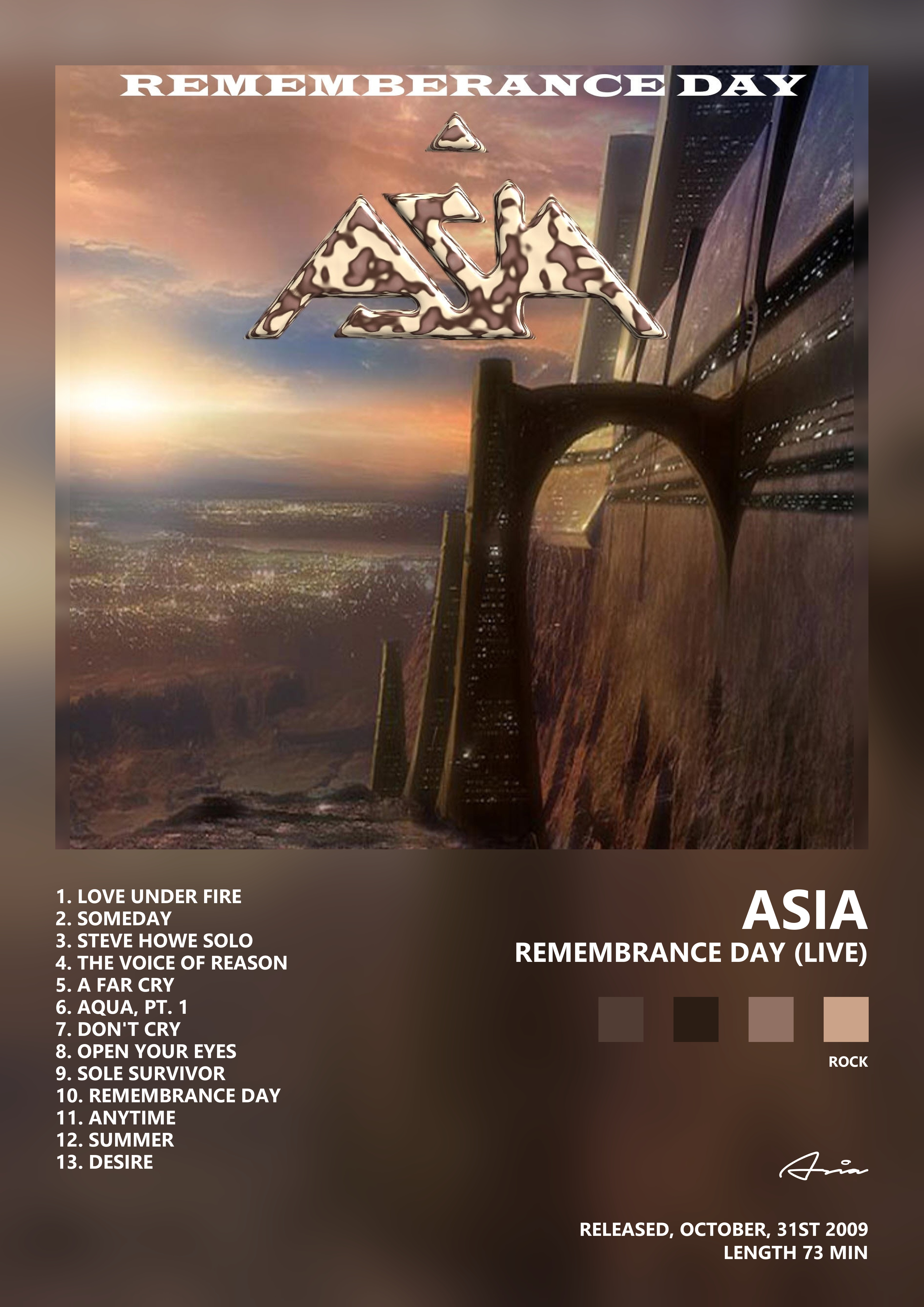 Music poster: Asia - Remembrance Day Live