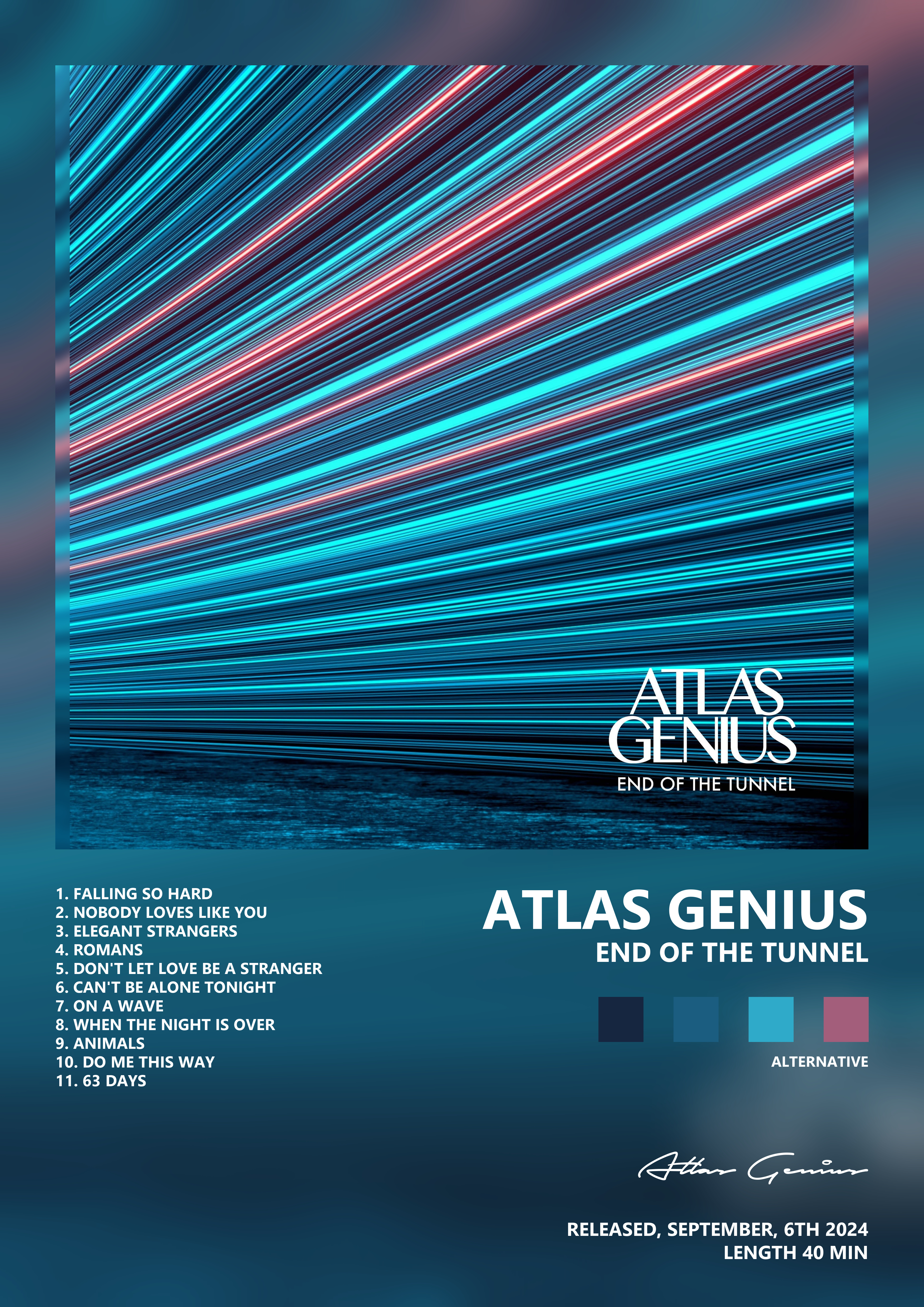 Music poster: Atlas Genius - End Of The Tunnel