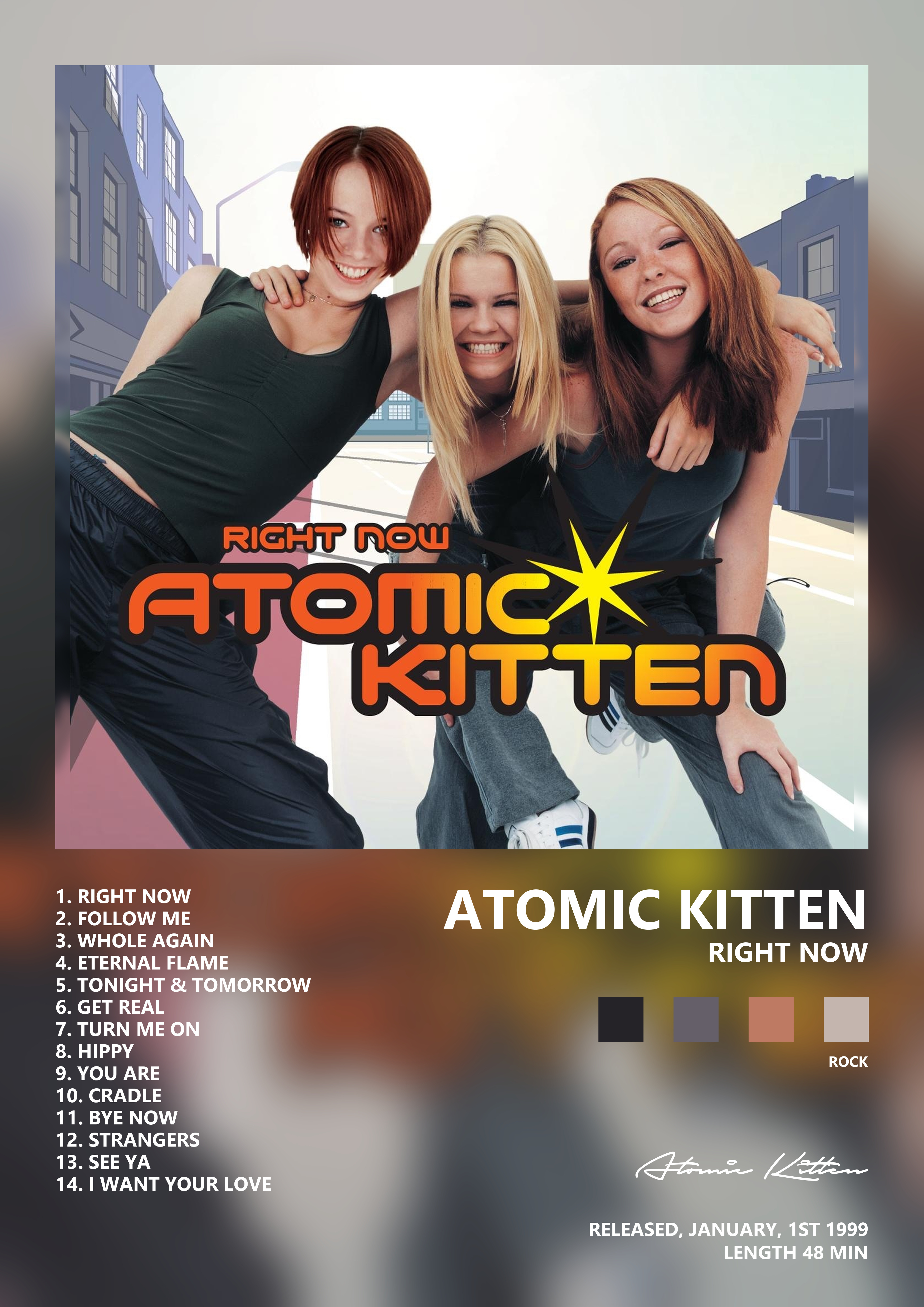 Music poster: Atomic Kitten - Right Now