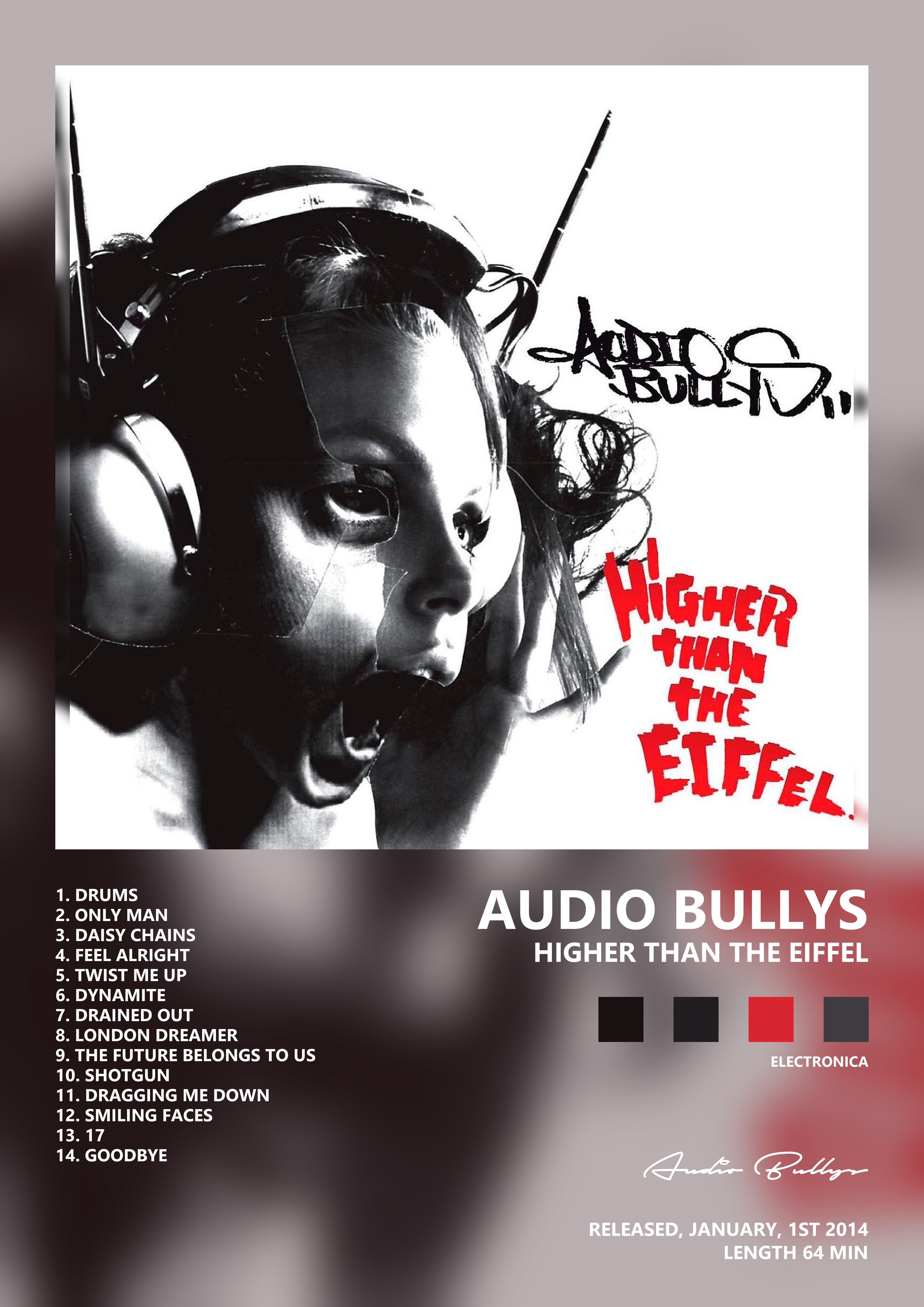 Music poster: Audio Bullys - Higher Than the Eiffel