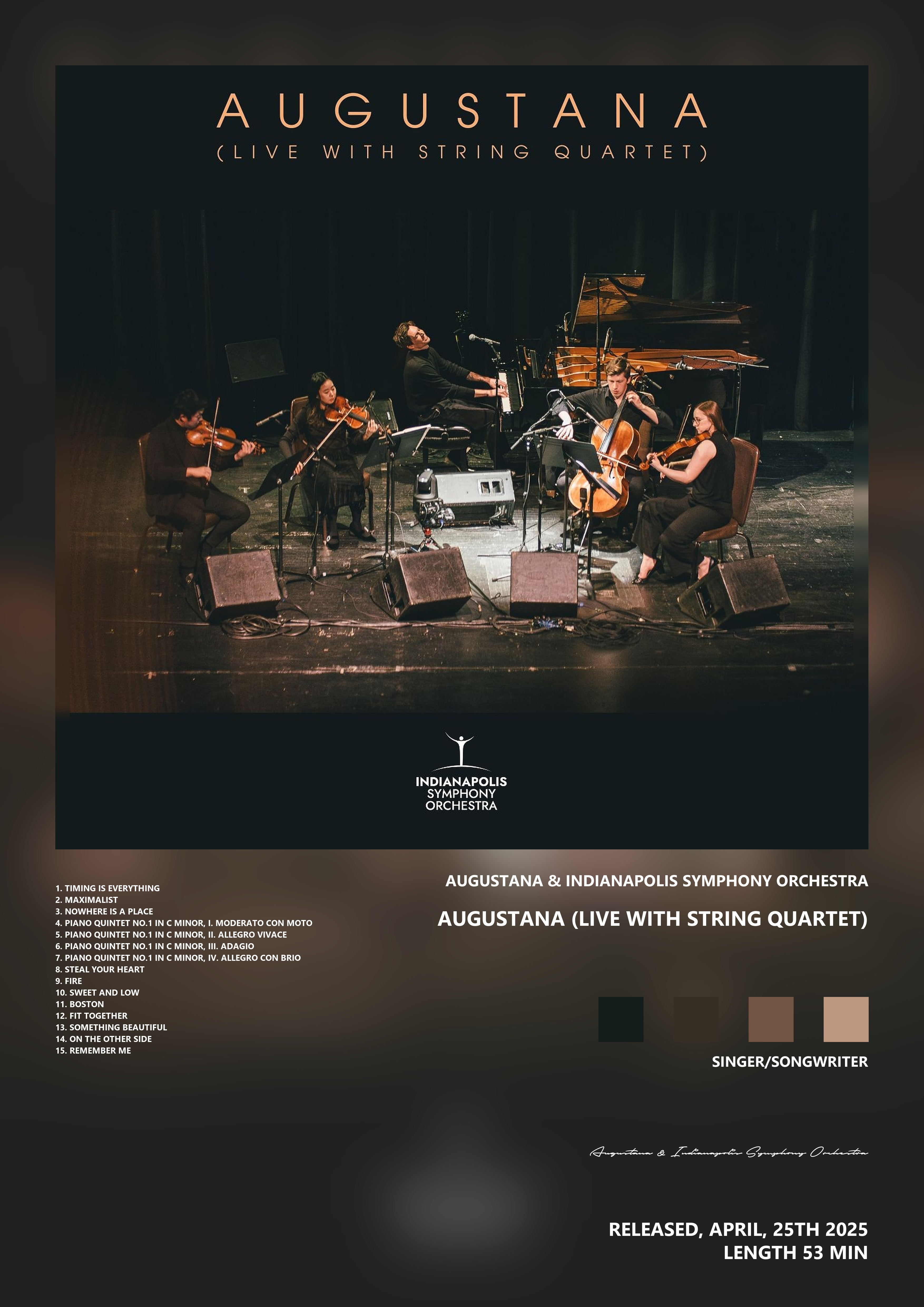 Music poster: Augustana Indianapolis Symphony Orchestra - Augustana Live with String Quartet