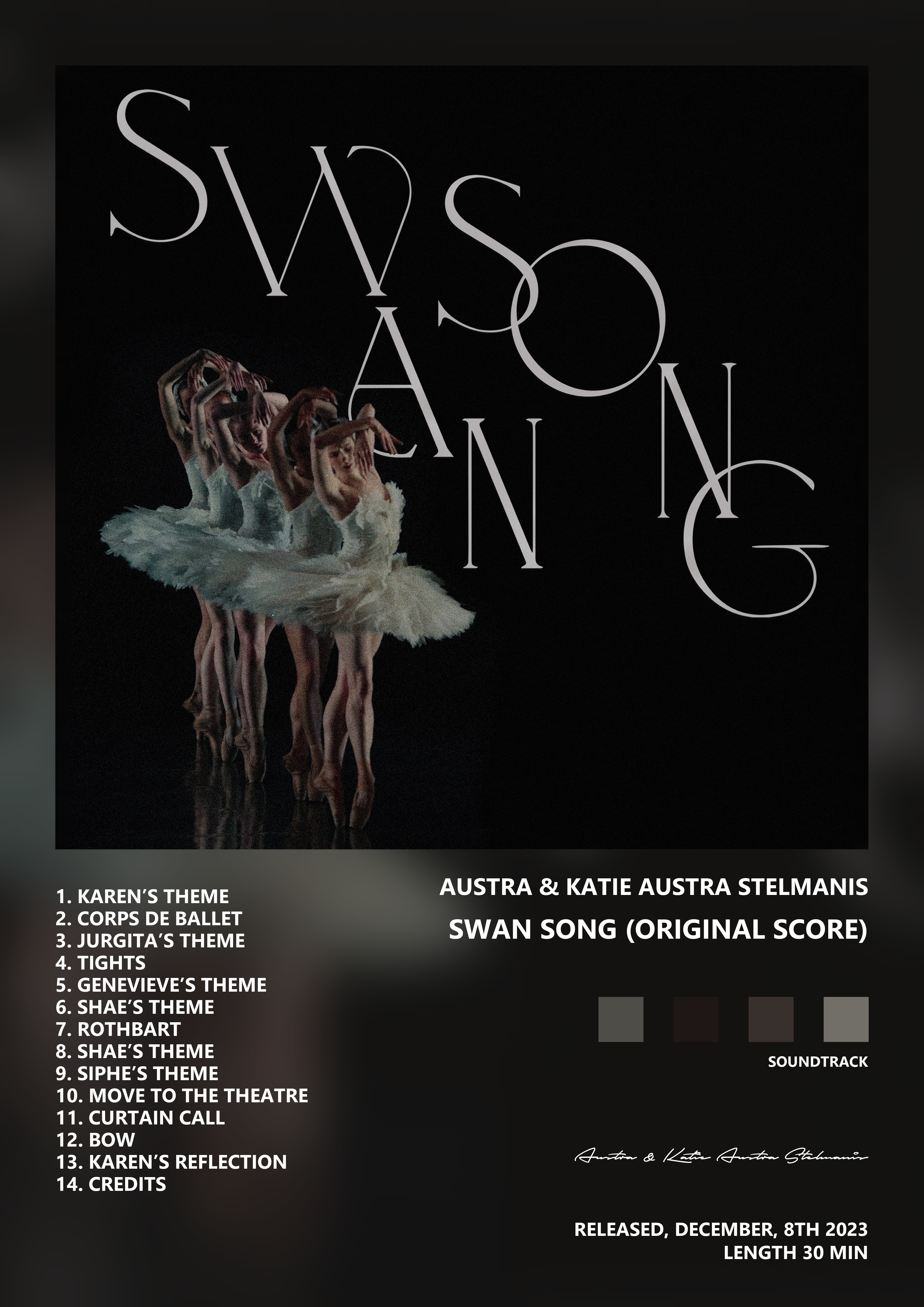 Music poster: Austra Katie Austra Stelmanis - Swan Song Original Score