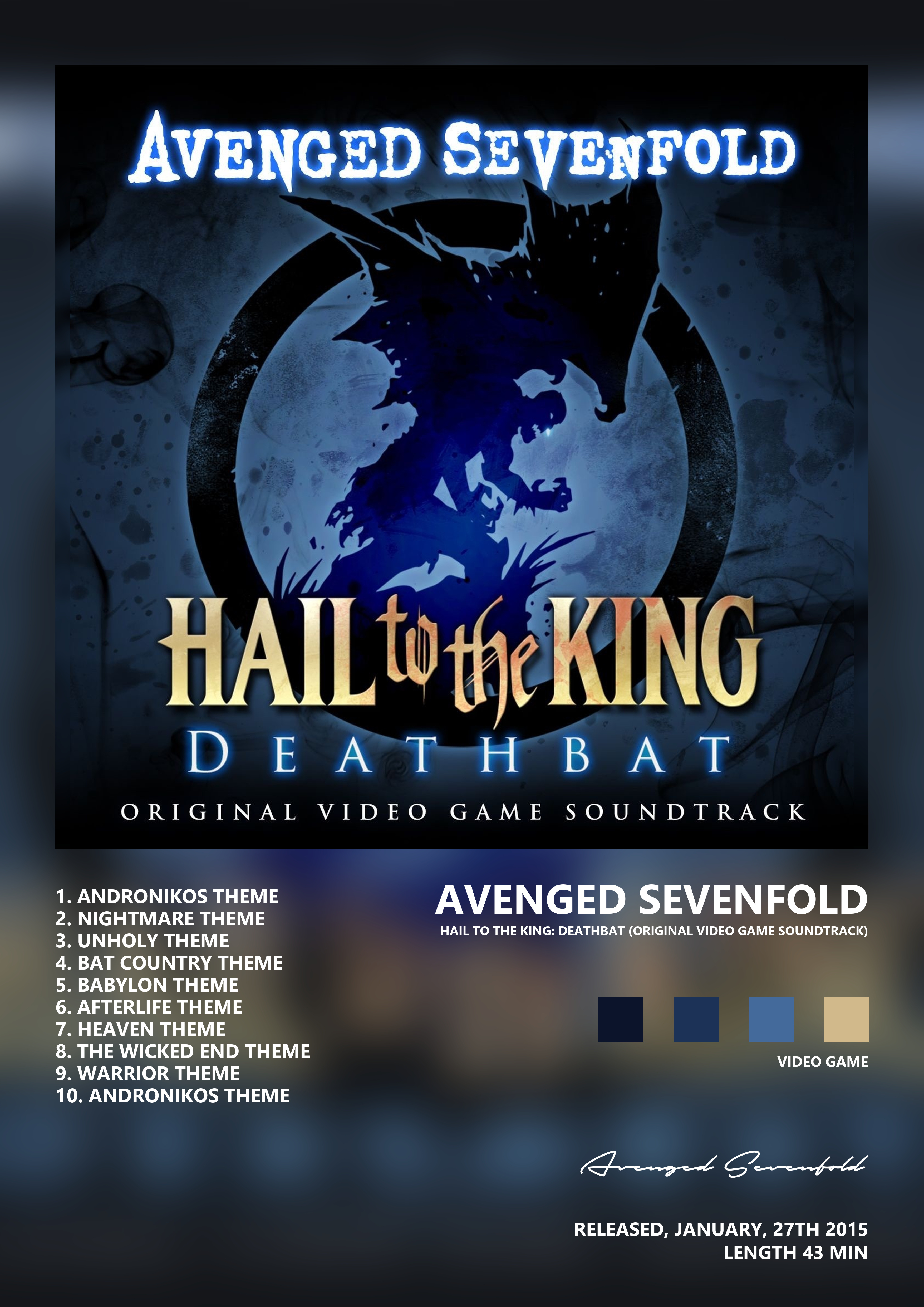 Music poster: Avenged Sevenfold - Hail to the King Deathbat Original Video Game Soundtrack