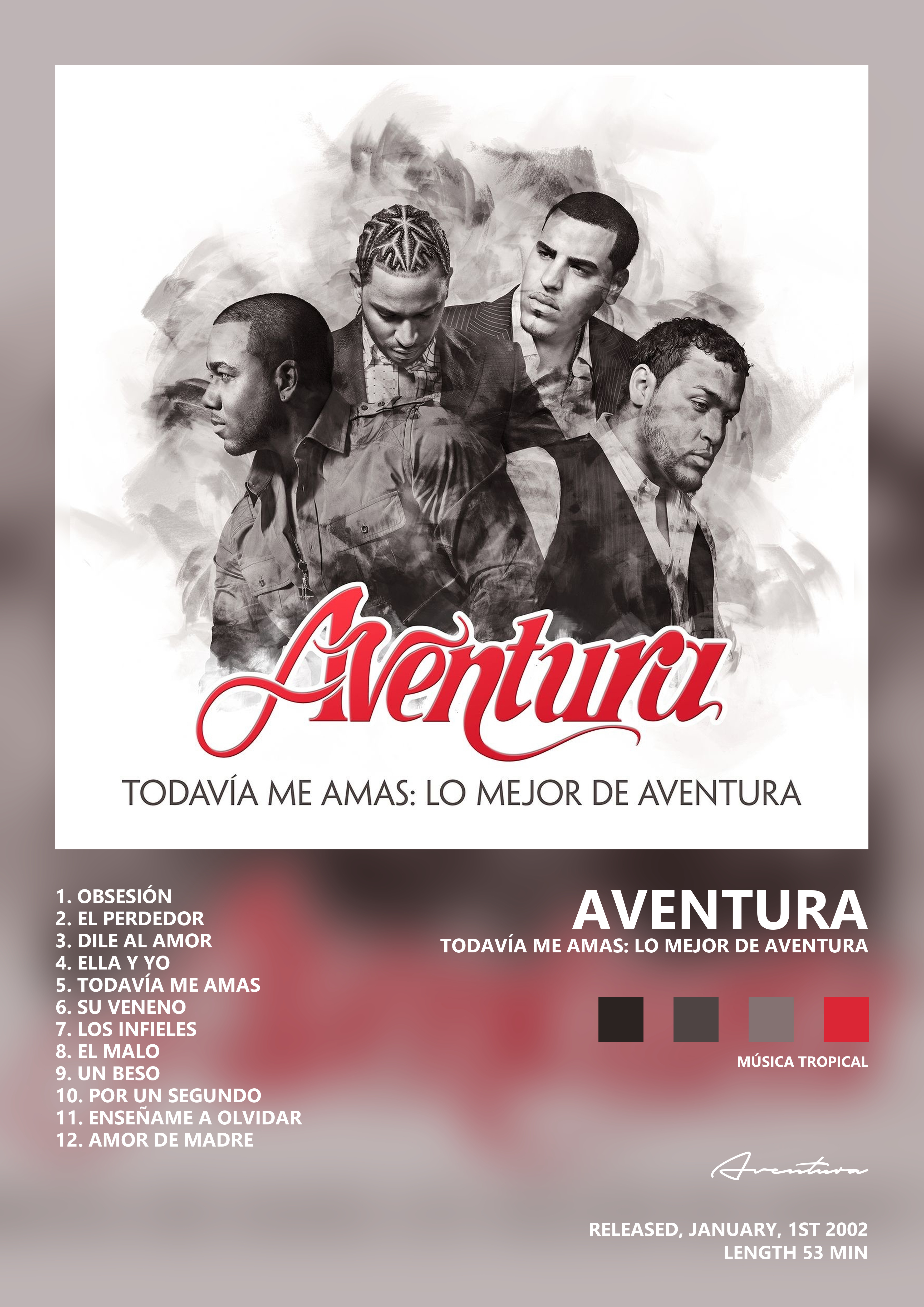 Music poster: Aventura - Todavía Me Amas Lo Mejor de Aventura