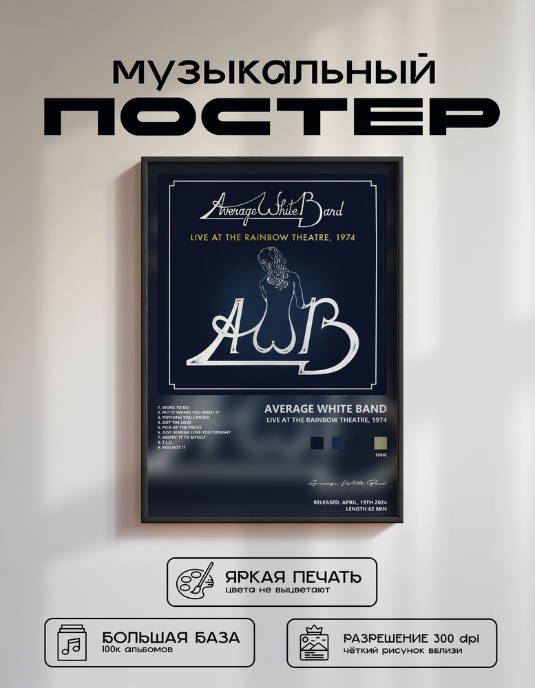 Music poster: Average White Band - Live at the Rainbow Theatre 1974