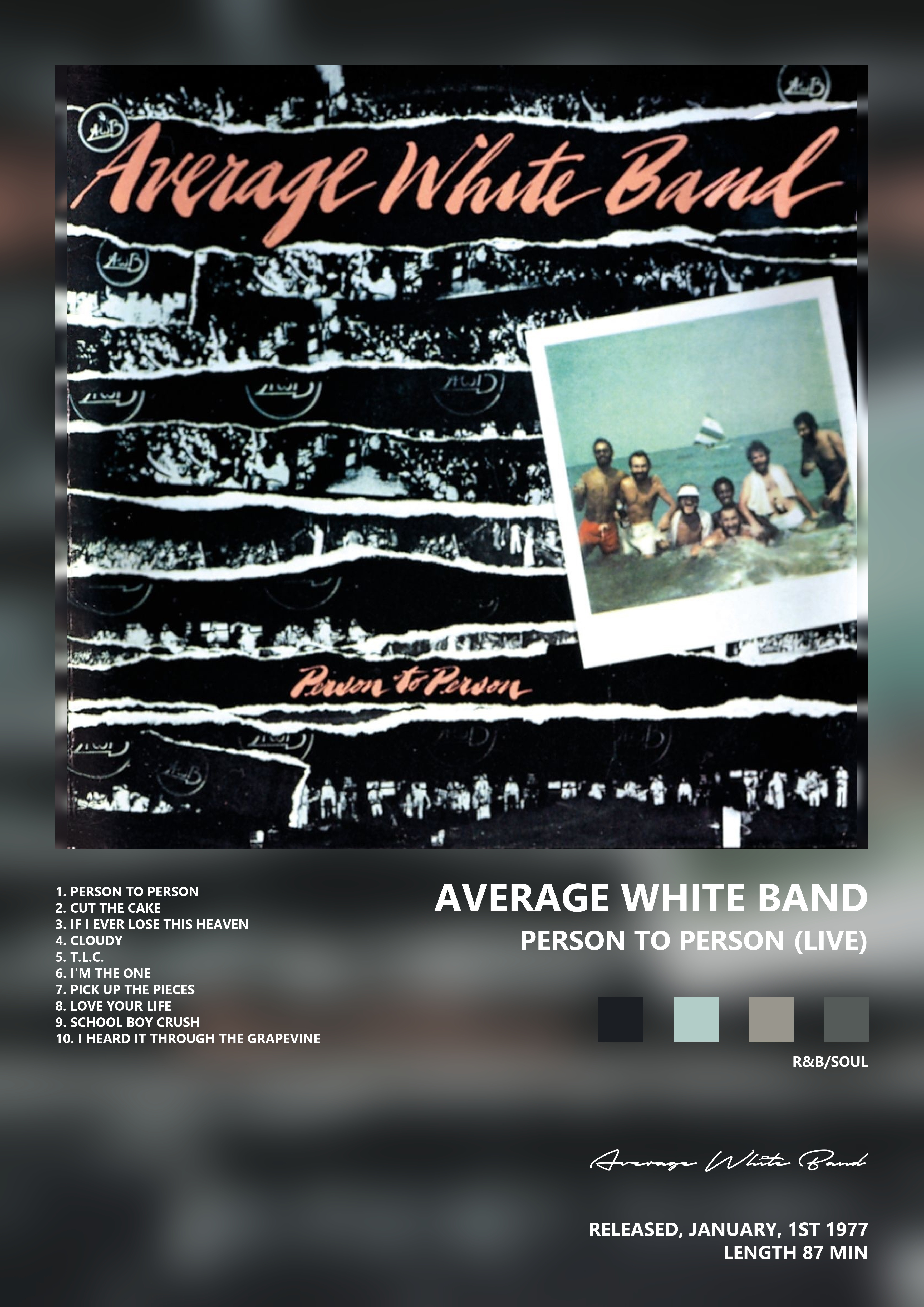 Music poster: Average White Band - Person to Person Live