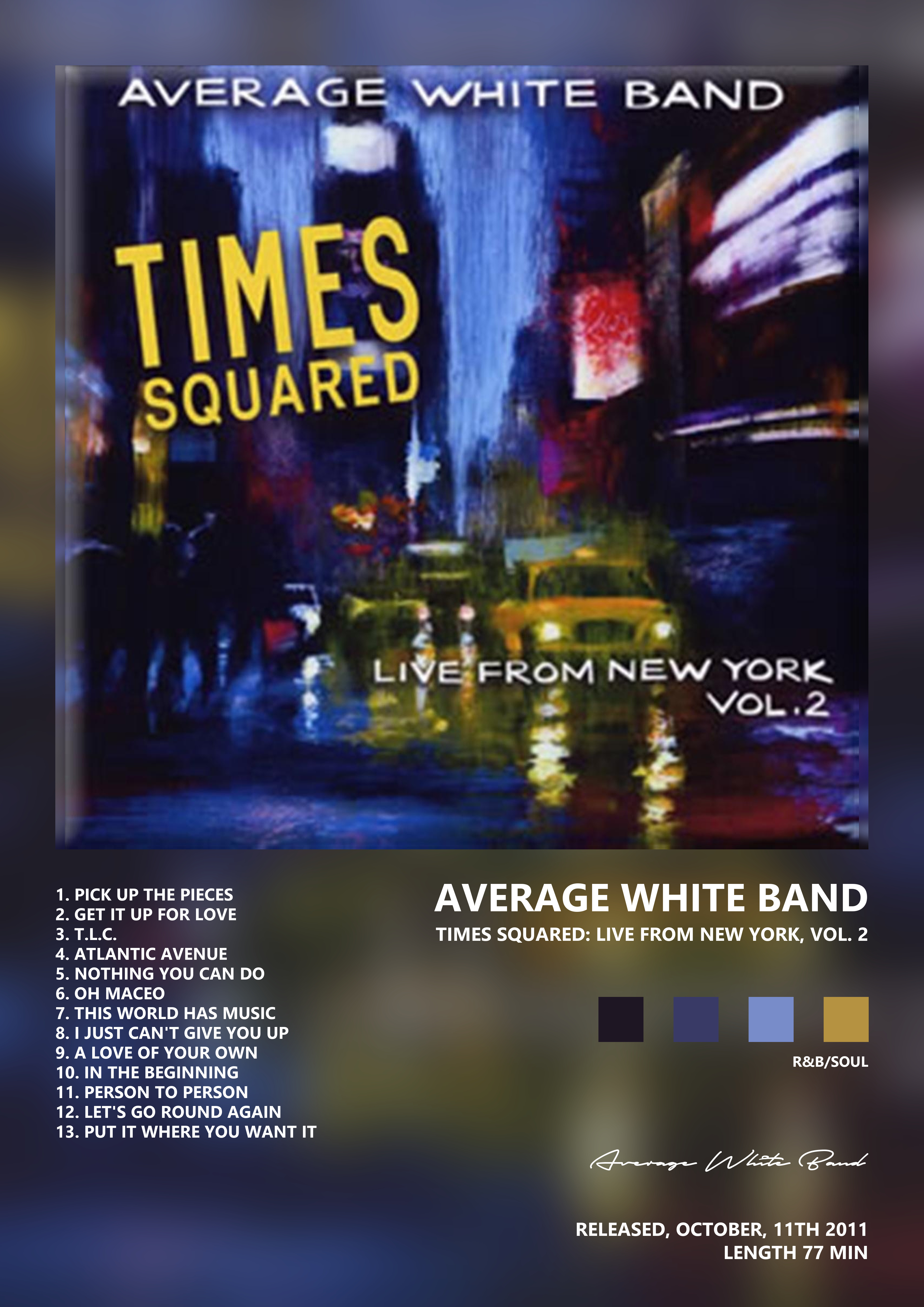 Music poster: Average White Band - Times Squared Live from New York Vol 2