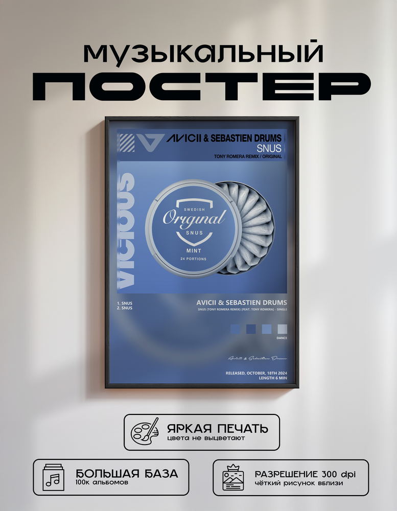 Music poster: Avicii Sebastien Drums - Snus Tony Romera Remix feat Tony Romera - Single
