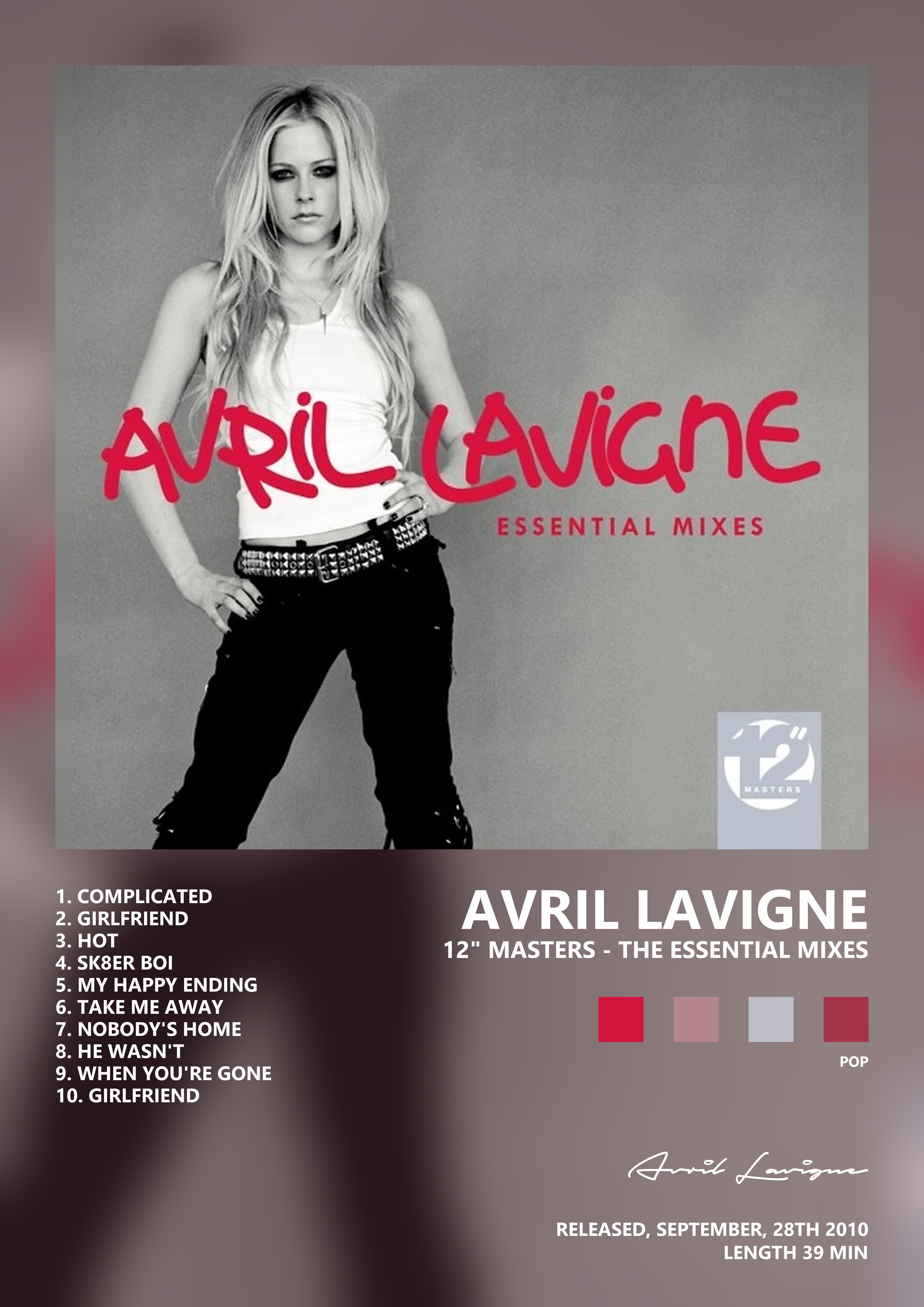 Music poster: Avril Lavigne - 12 Masters - The Essential Mixes
