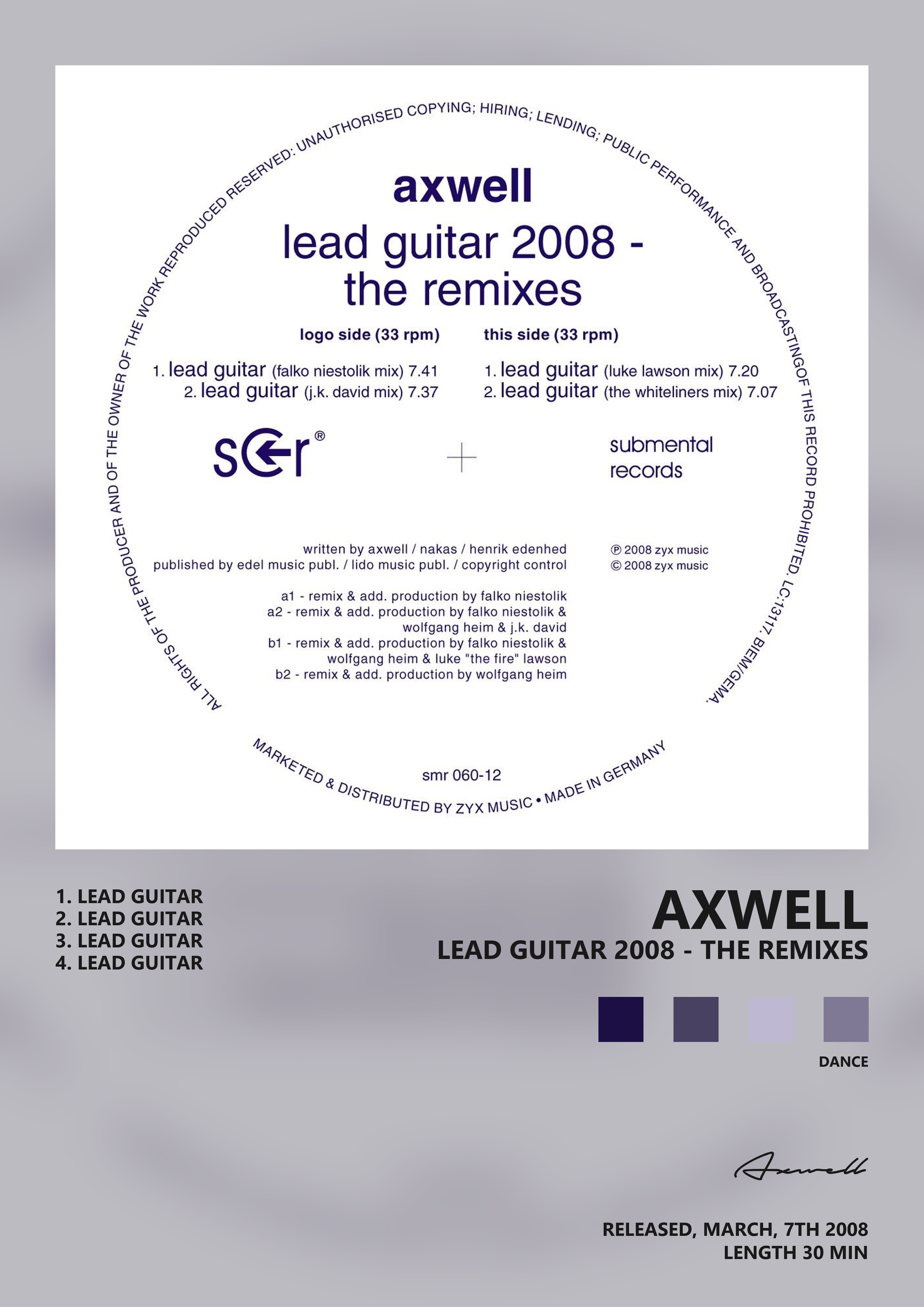Music poster: Axwell - Lead Guitar 2008 - the Remixes