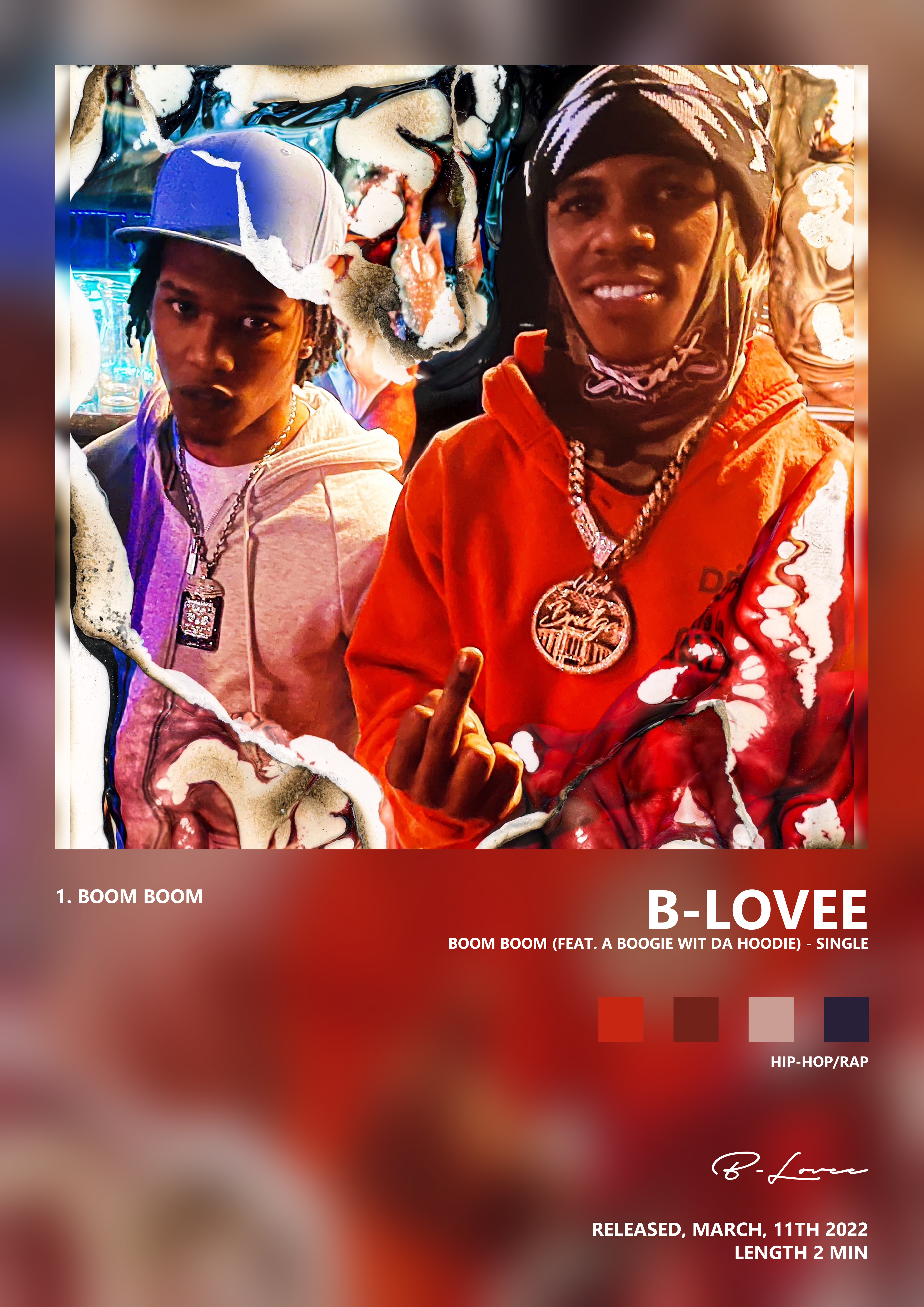 Music poster: B-Lovee - Boom Boom feat A Boogie wit da Hoodie - Single