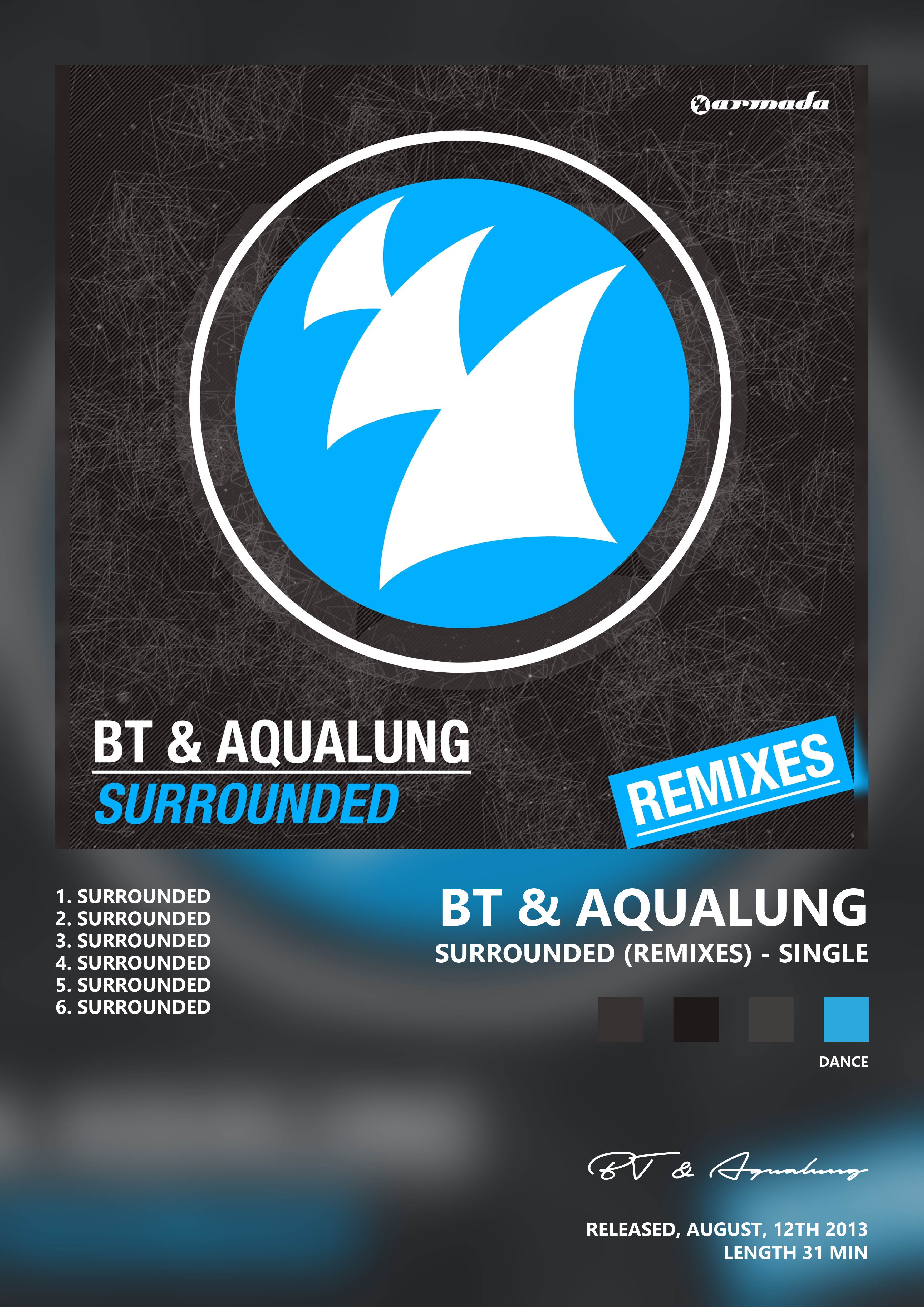 Music poster: BT Aqualung - Surrounded Remixes - Single