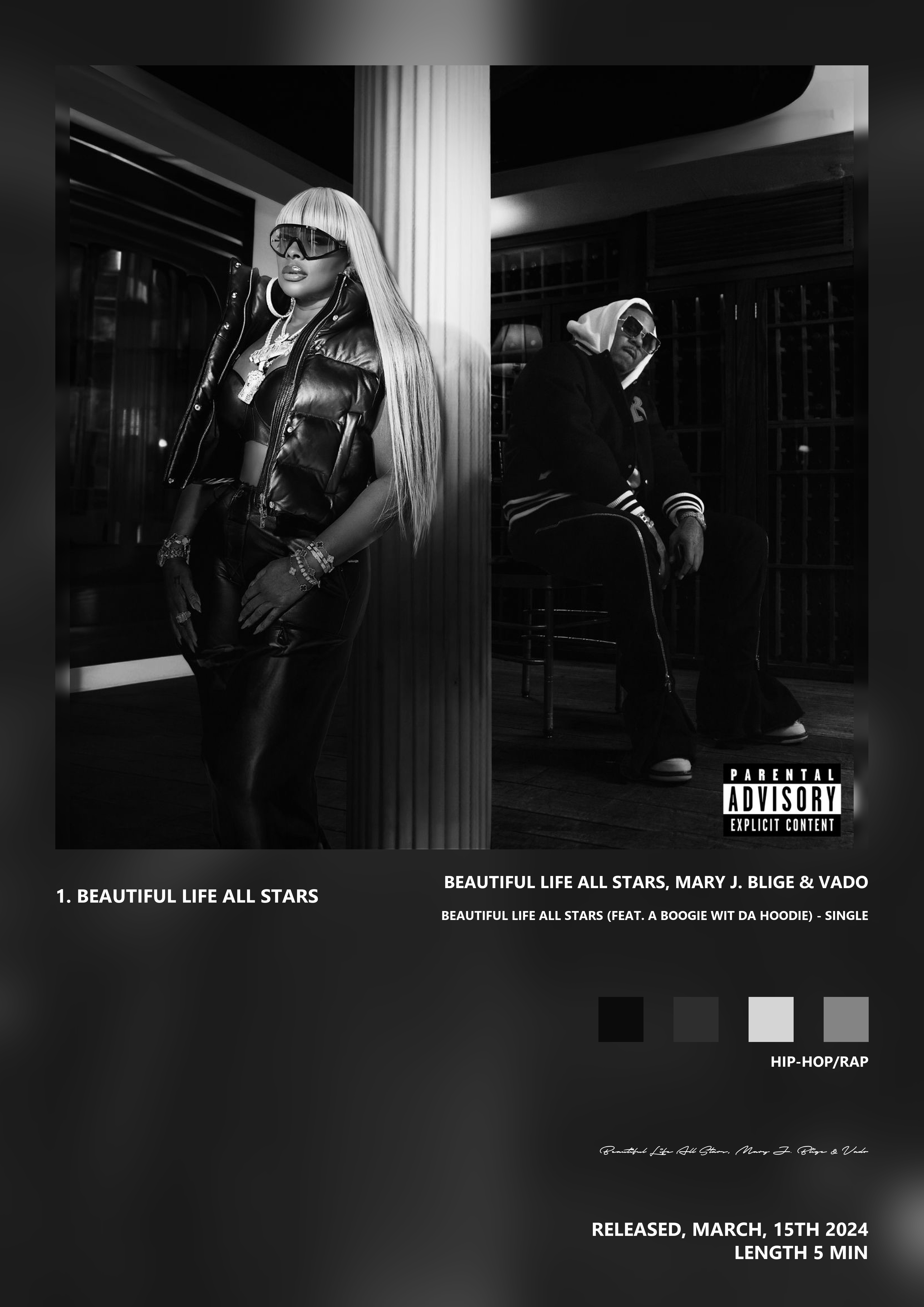 Music poster: Beautiful Life All Stars Mary J Blige Vado - Beautiful Life All Stars feat A Boogie wit da Hoodie - Single