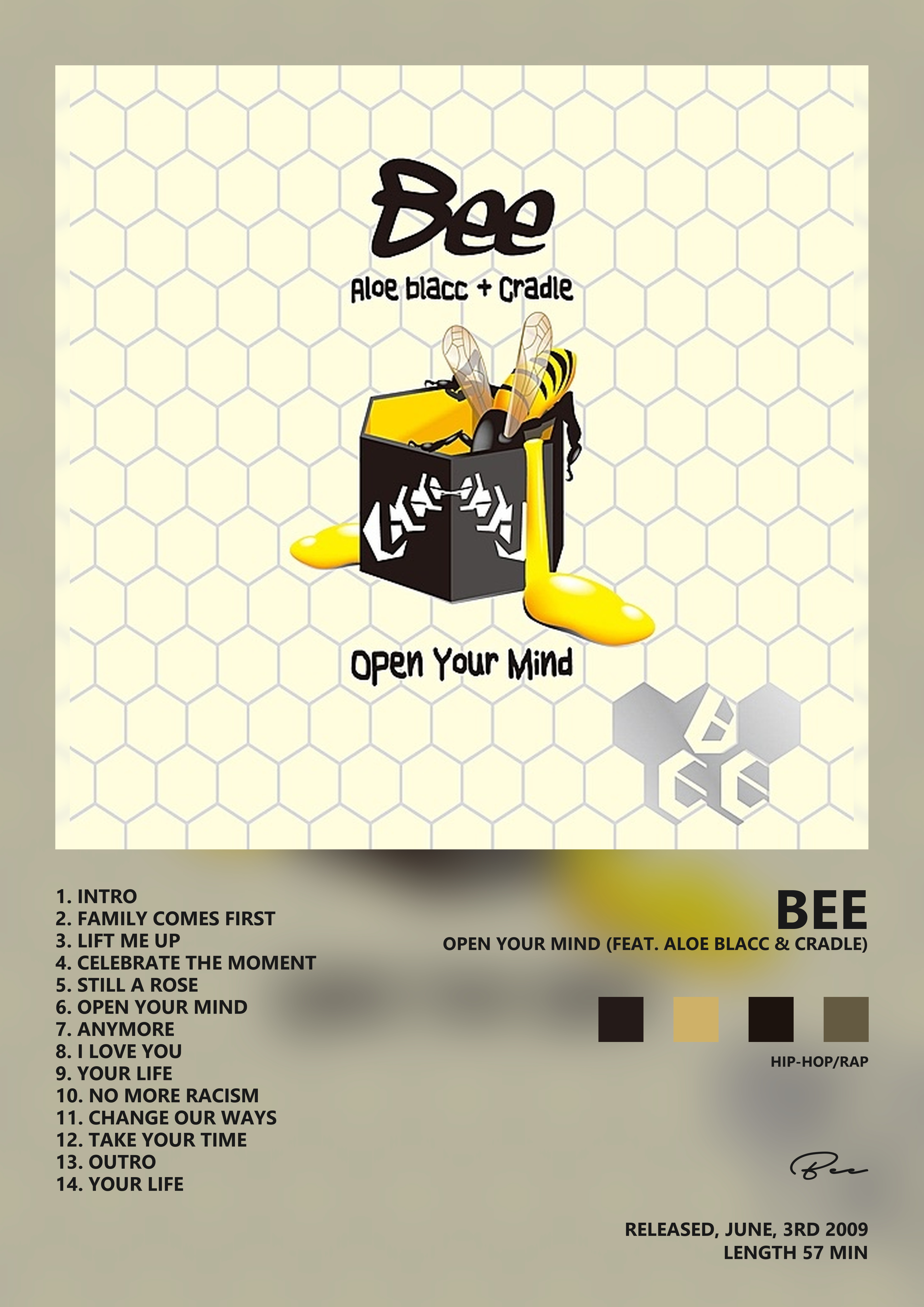 Music poster: Bee - Open Your Mind feat Aloe Blacc Cradle