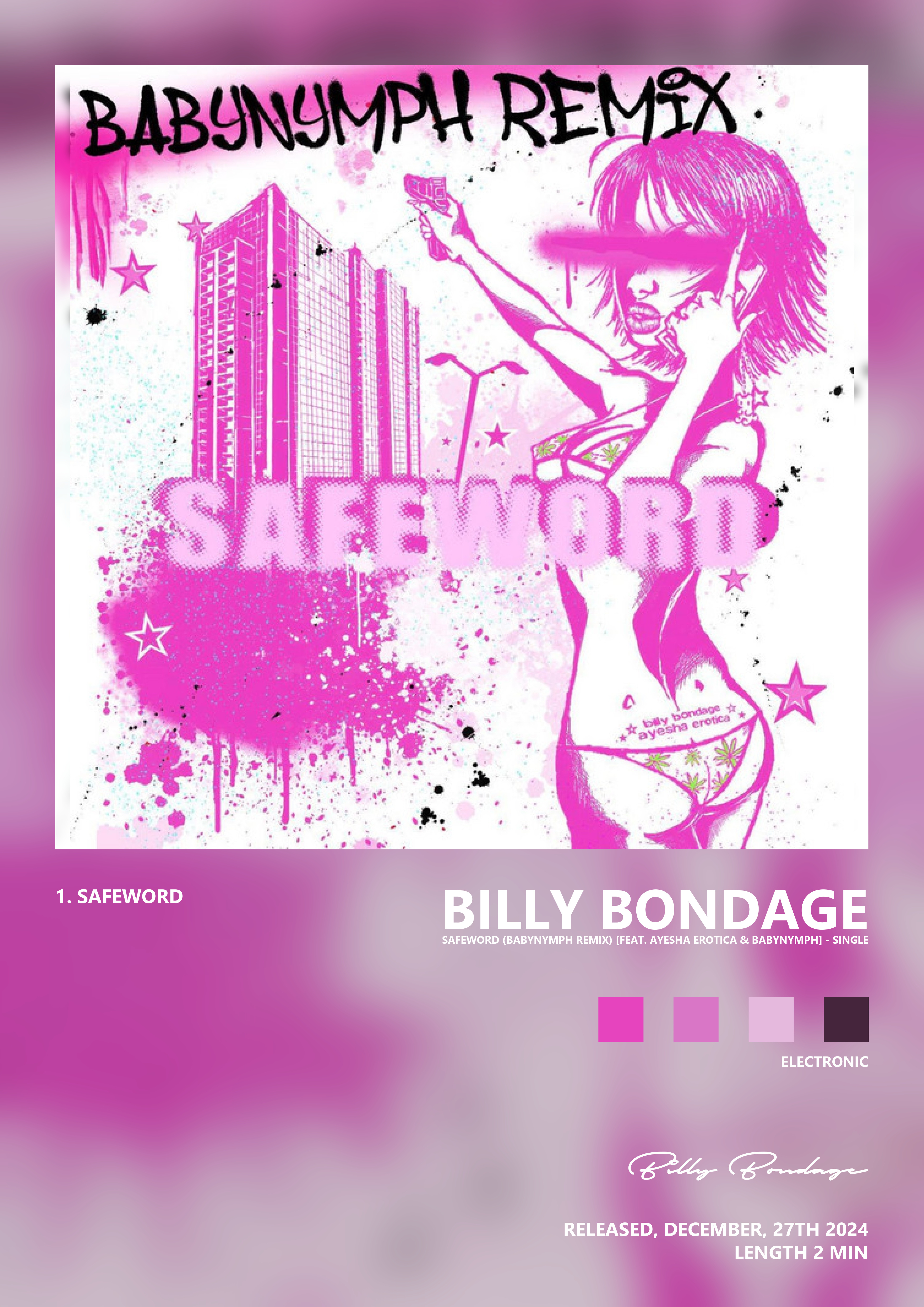 Music poster: Billy Bondage - Safeword BABYNYMPH Remix feat Ayesha Erotica BABYNYMPH - Single