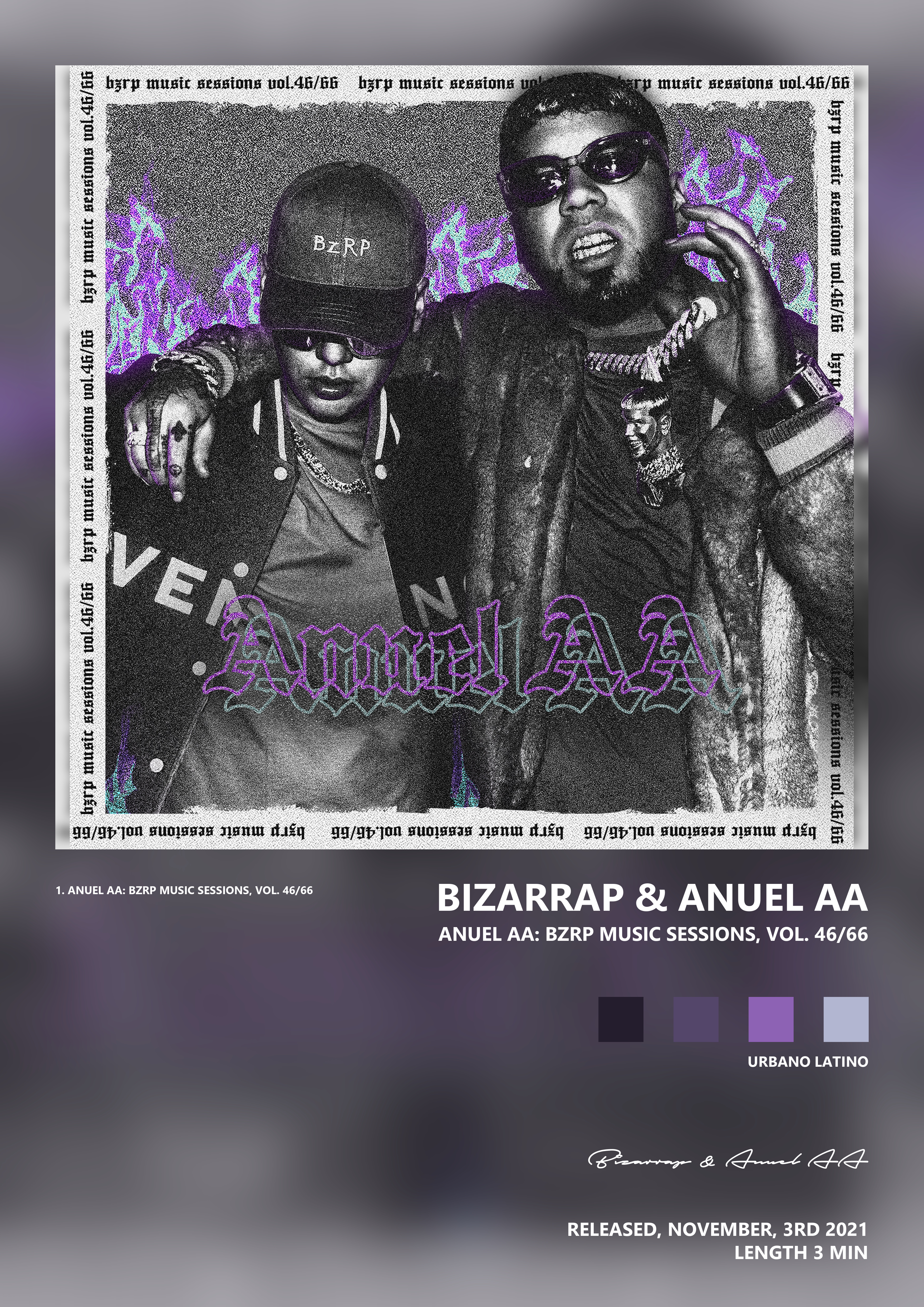 Music poster: Bizarrap Anuel AA - Anuel AA Bzrp Music Sessions Vol 4666