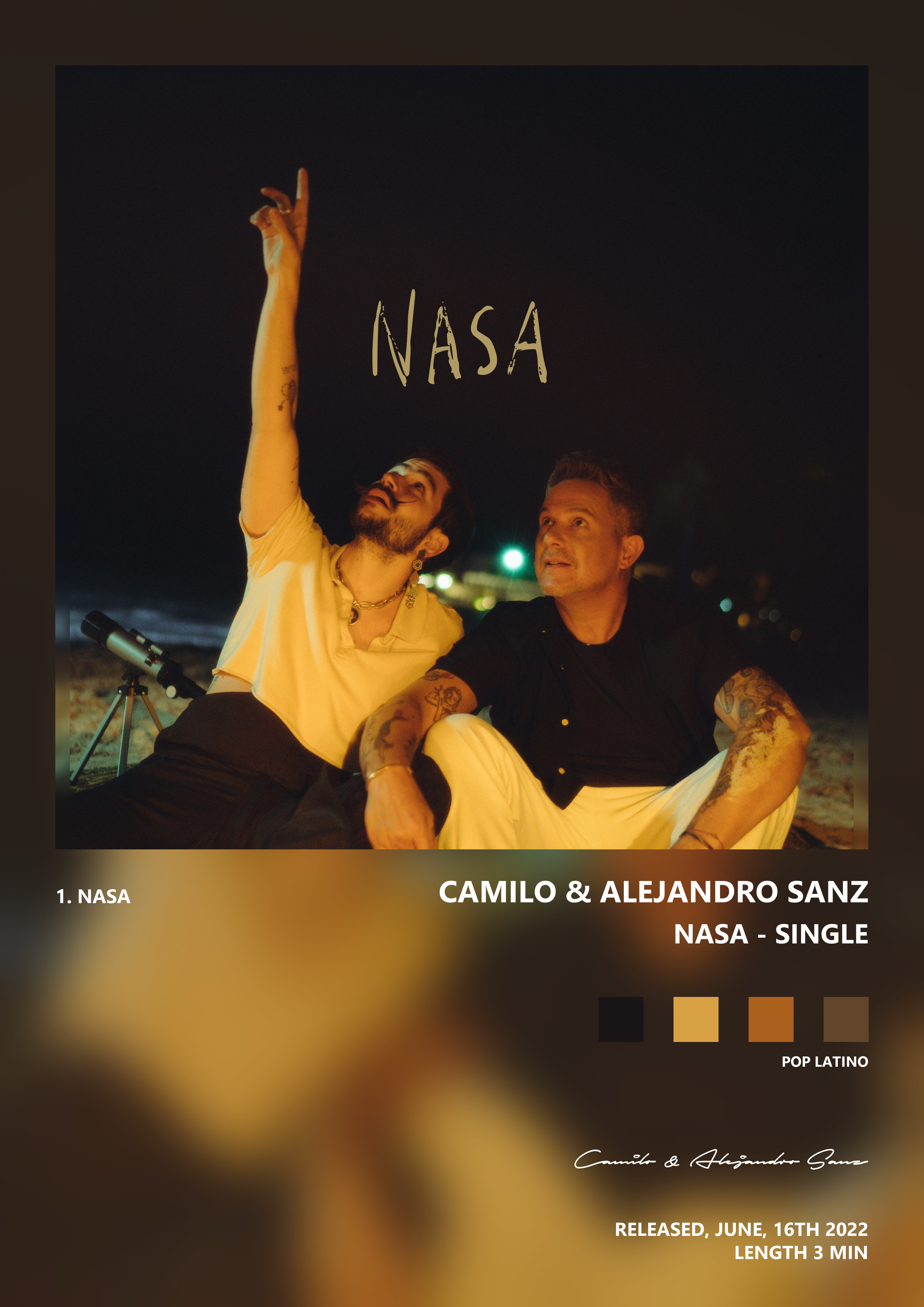 Music poster: Camilo Alejandro Sanz - NASA - Single