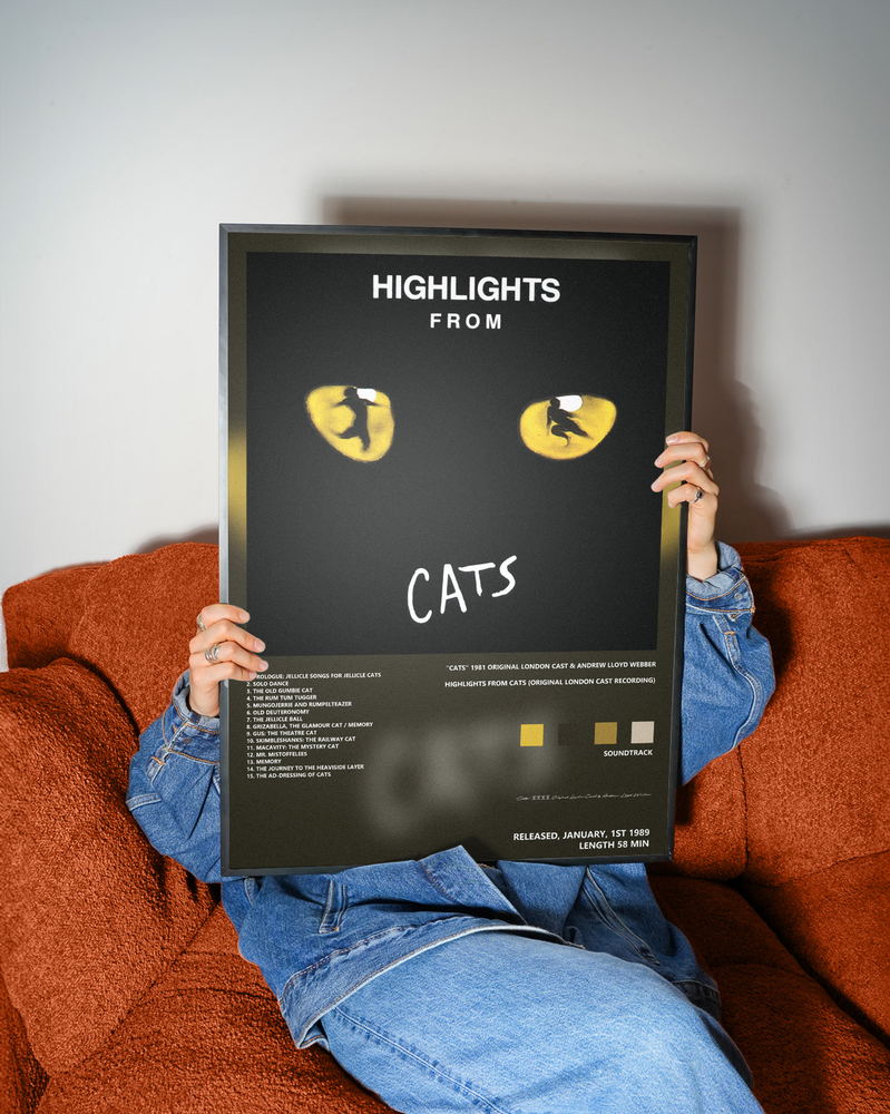 Music poster: Cats 1981 Original London Cast Andrew Lloyd Webber - Highlights from Cats Original London Cast Recording