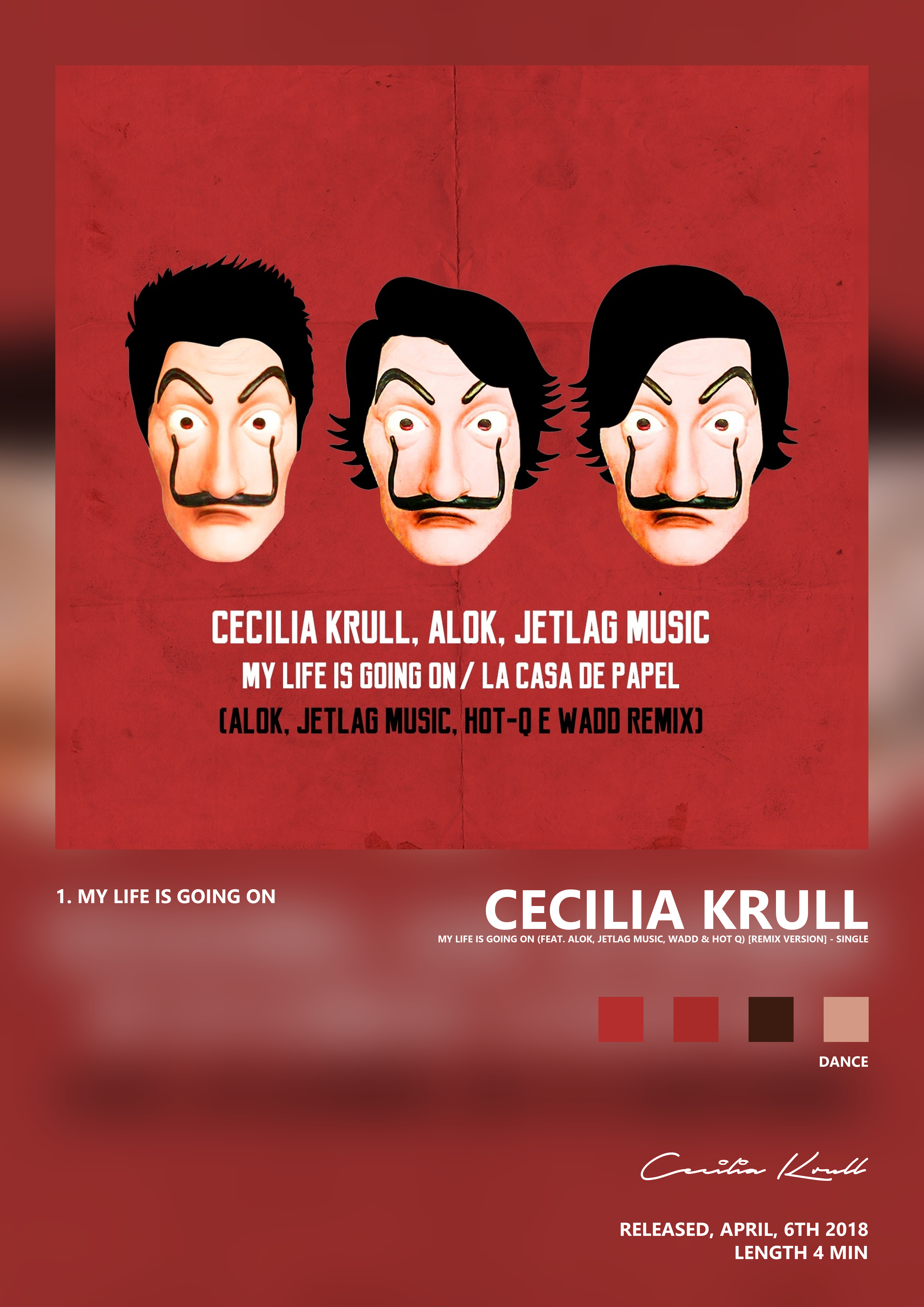 Music poster: Cecilia Krull - My Life Is Going On feat Alok Jetlag Music Wadd Hot Q Remix Version - Single