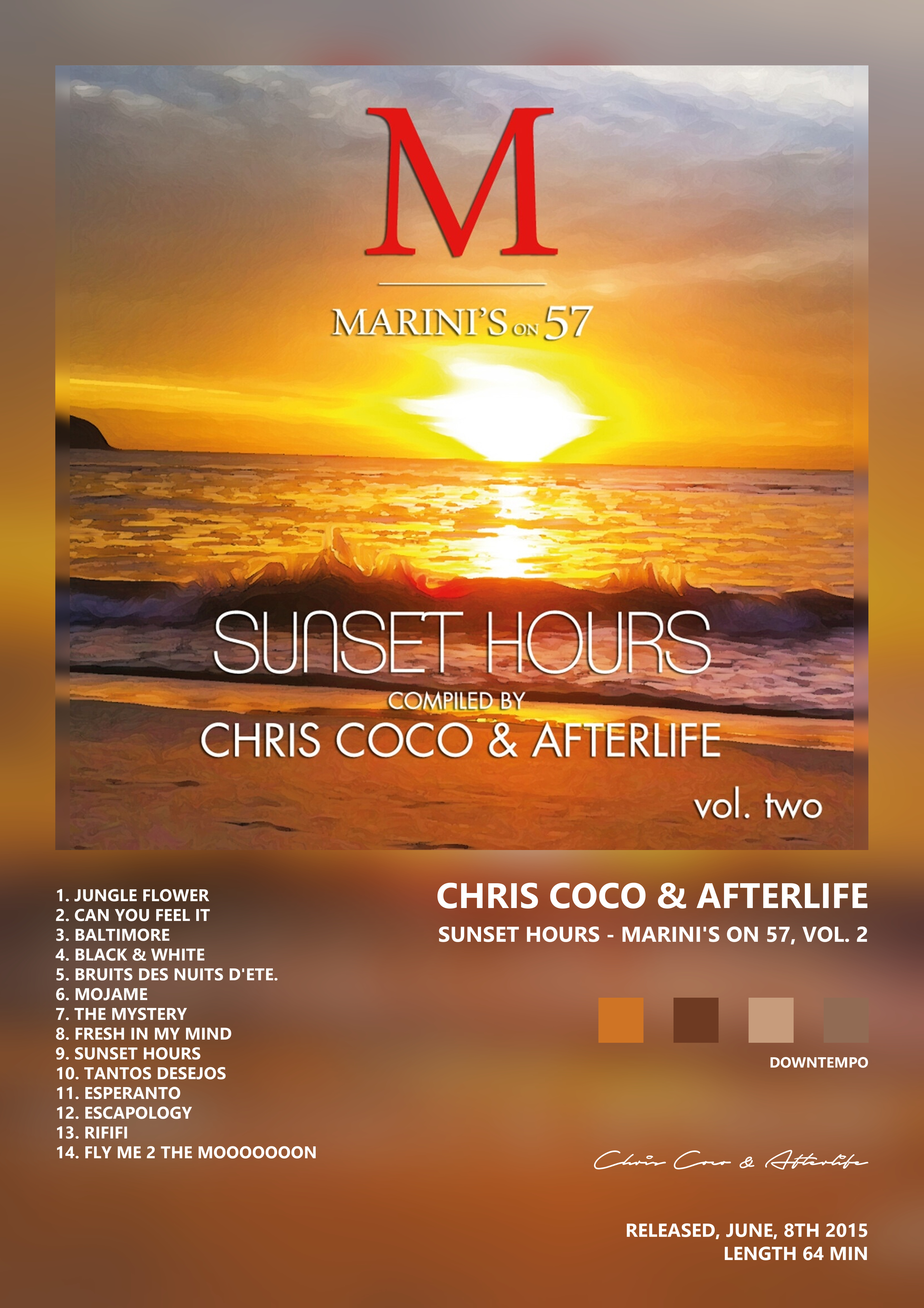 Music poster: Chris Coco Afterlife - Sunset Hours - Marinis on 57 Vol 2