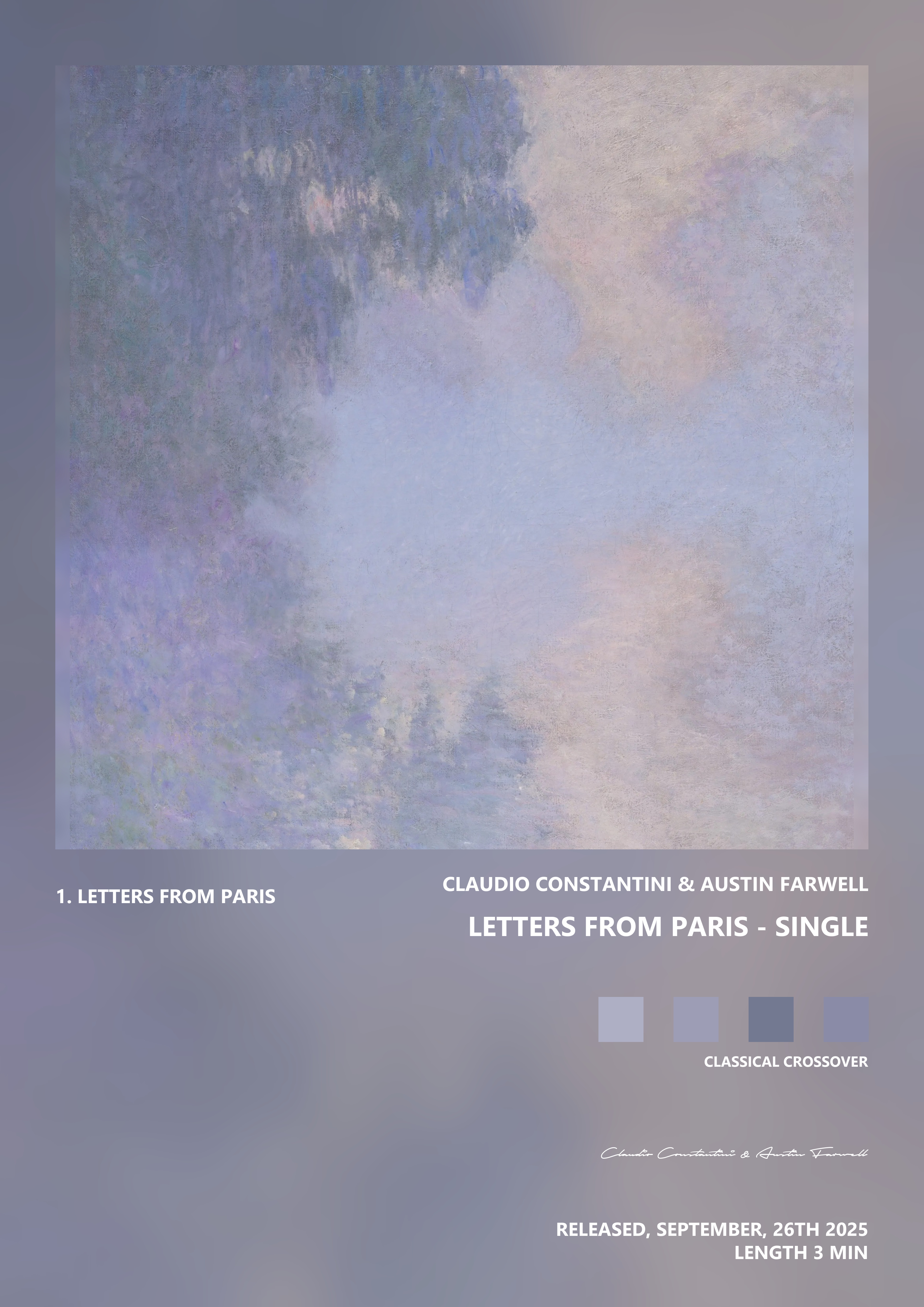 Music poster: Claudio Constantini Austin Farwell - Letters from Paris - Single