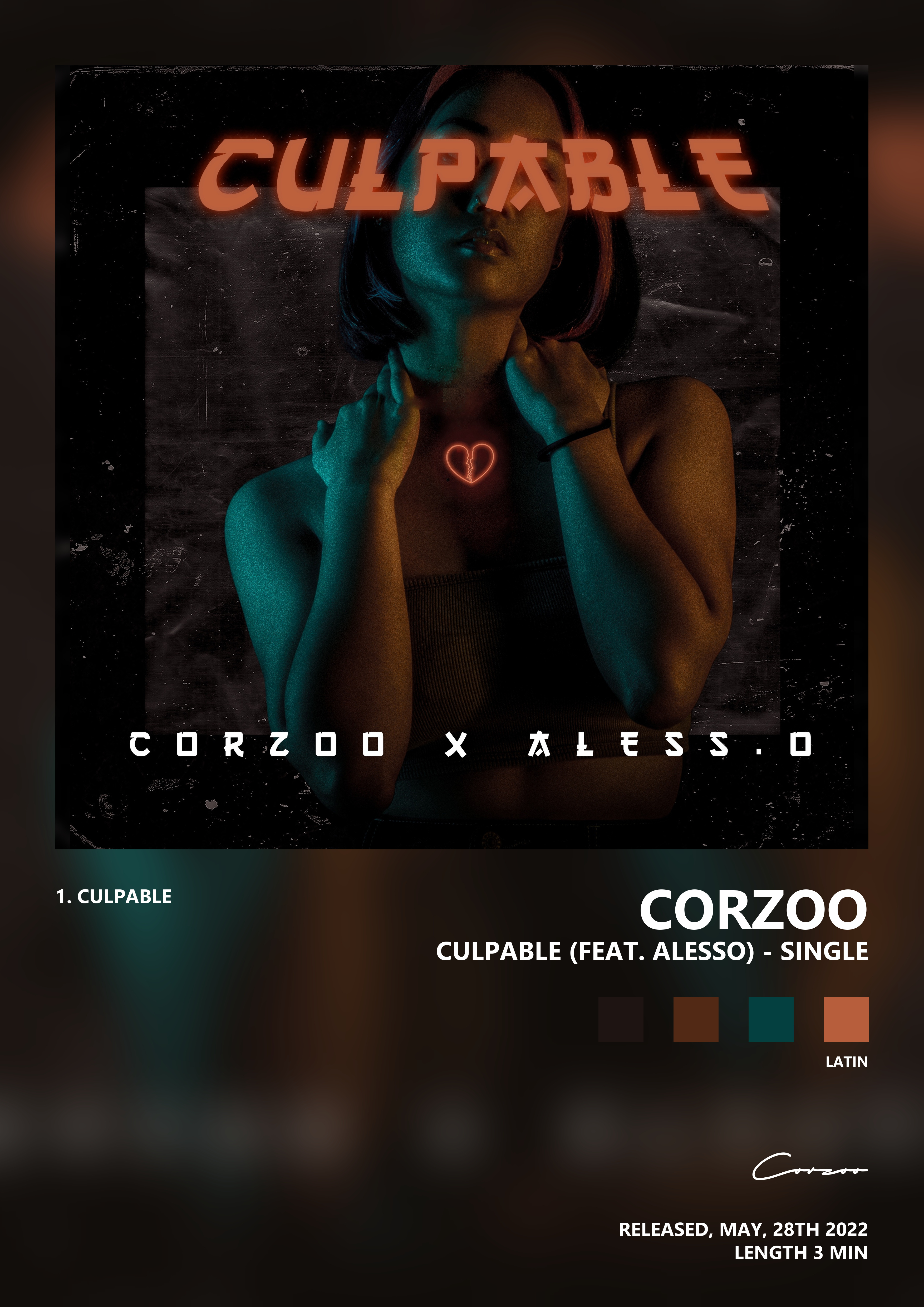 Music poster: Corzoo - Culpable feat Alesso - Single