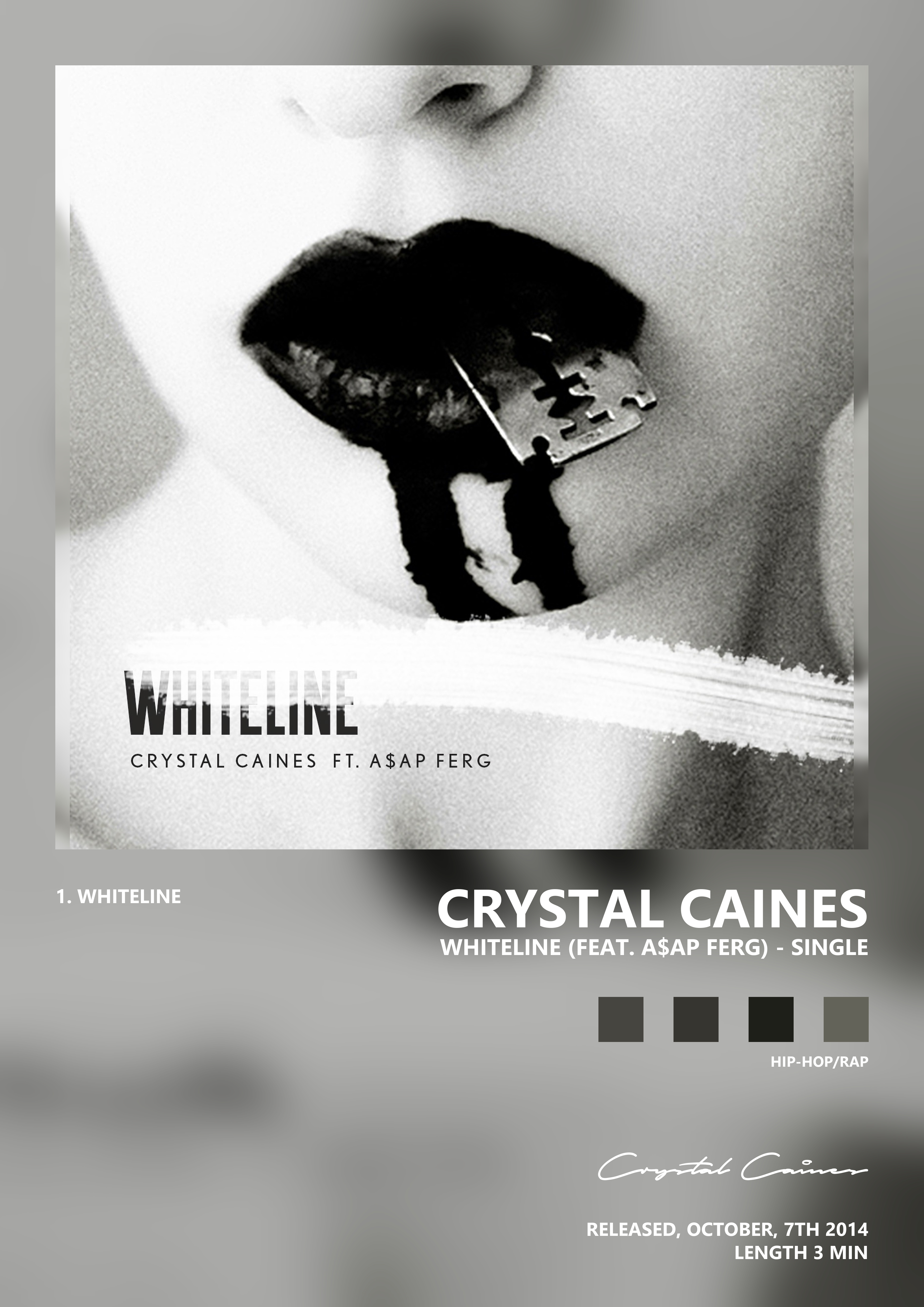 Music poster: Crystal Caines - Whiteline feat AAP Ferg - Single