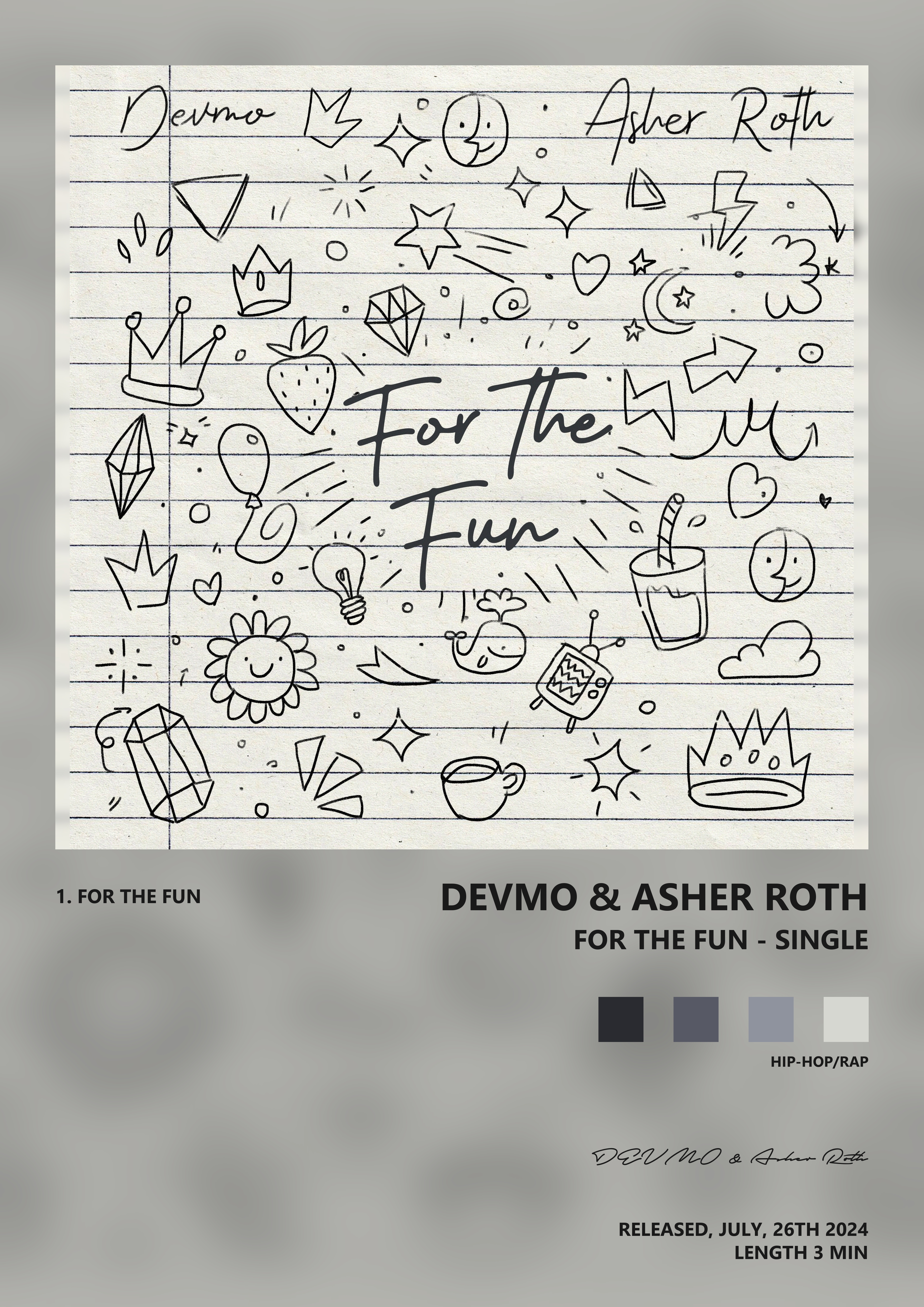 Music poster: DEVMO Asher Roth - For the Fun - Single