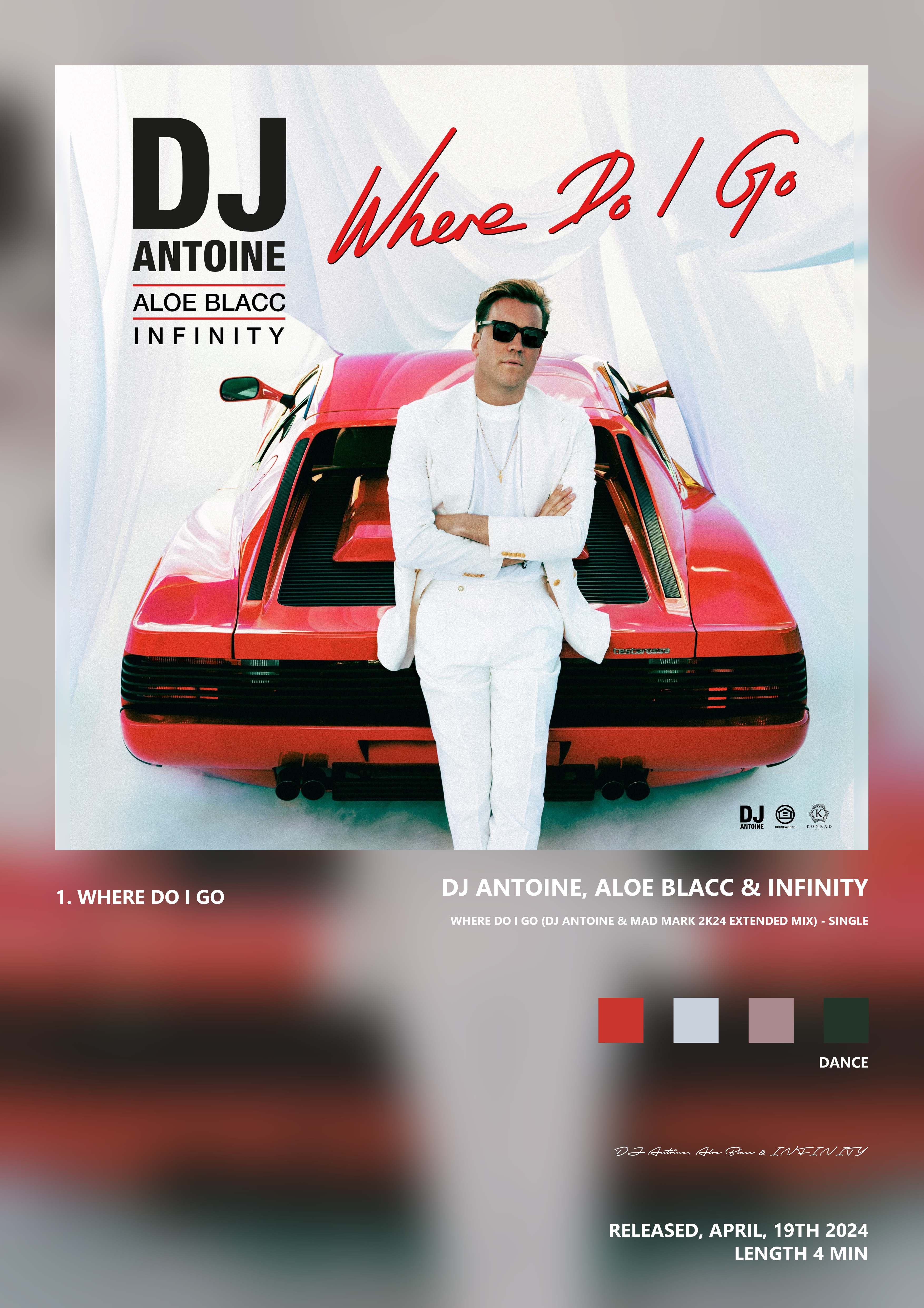Music poster: DJ Antoine Aloe Blacc INFINITY - Where Do I Go DJ Antoine Mad Mark 2k24 Extended Mix - Single