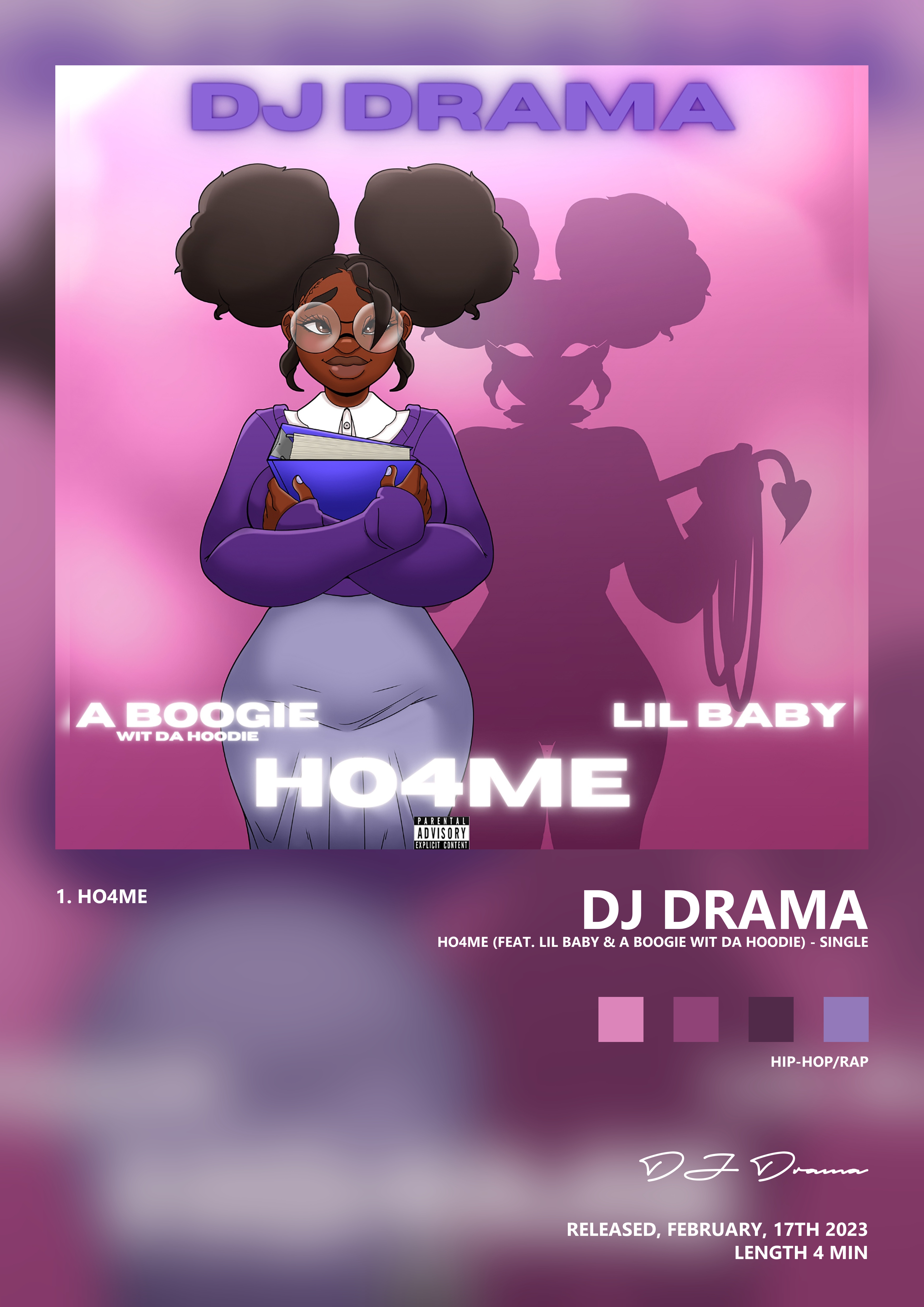 Music poster: DJ Drama - HO4ME feat Lil Baby A Boogie wit da Hoodie - Single