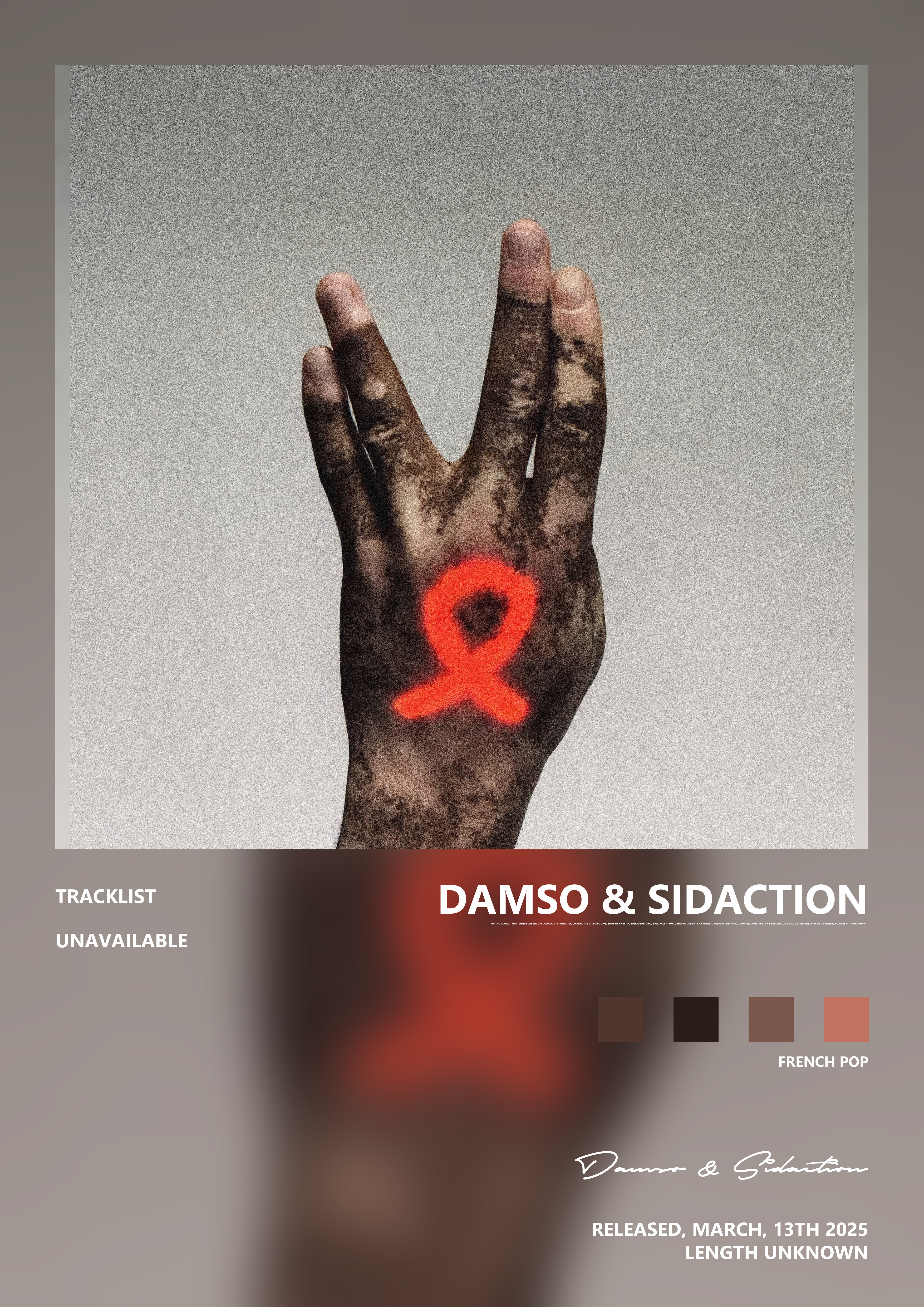 Music poster: Damso Sidaction - Grand Soleil feat Adèle Castillon Amadou Mariam Charlotte Gainsbourg Eddy de Pretto ElGrandeToto Eva F