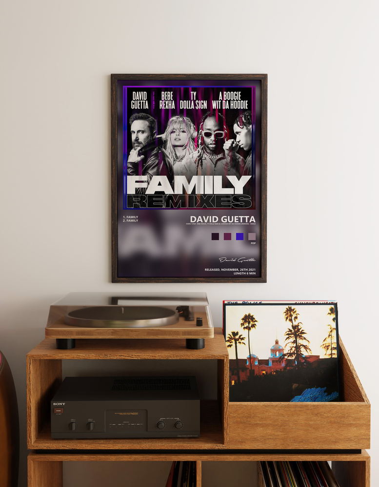 Music poster: David Guetta - Family feat Bebe Rexha Ty Dolla ign A Boogie Wit da Hoodie Remixes - Single