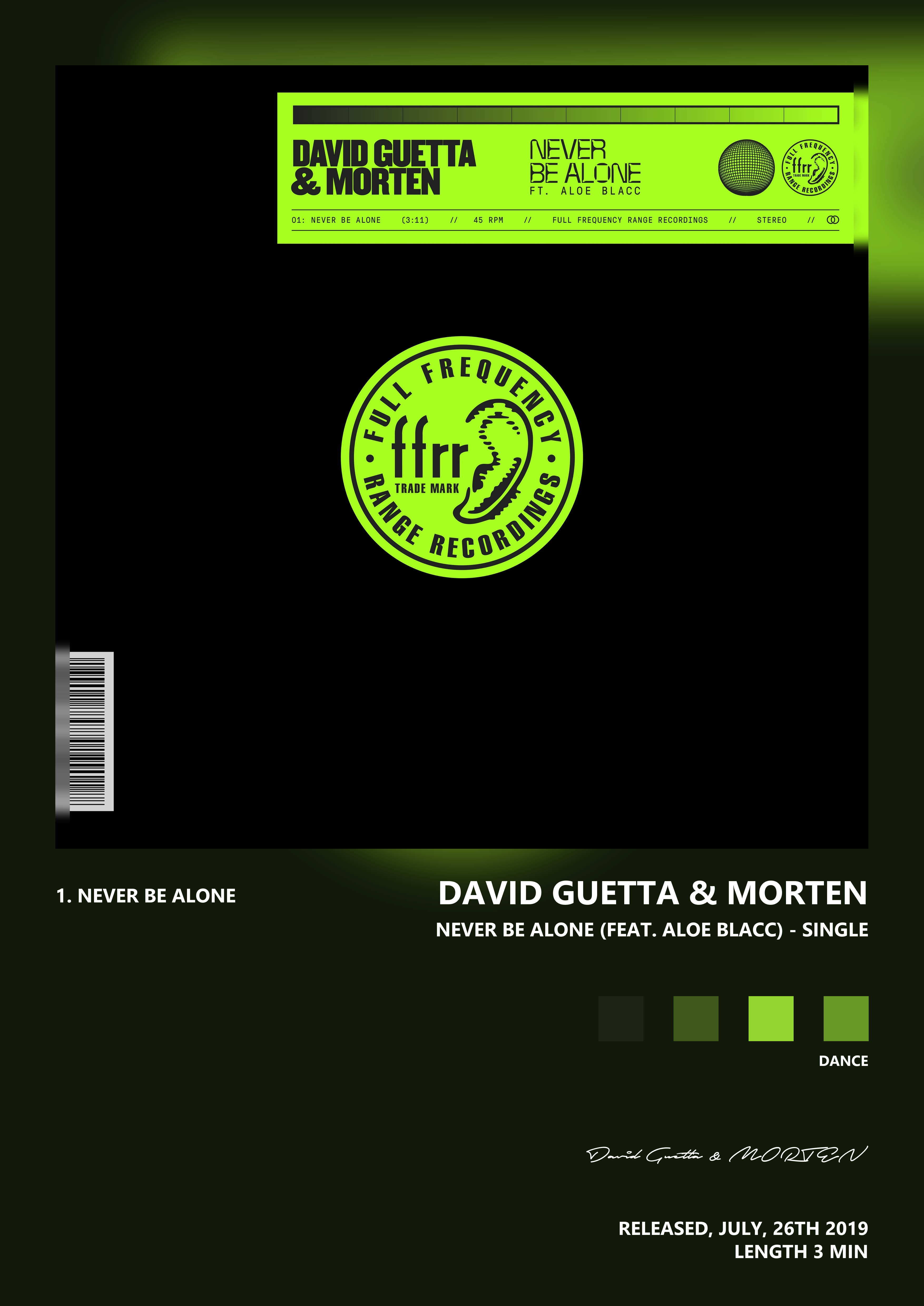 Music poster: David Guetta MORTEN - Never Be Alone feat Aloe Blacc - Single