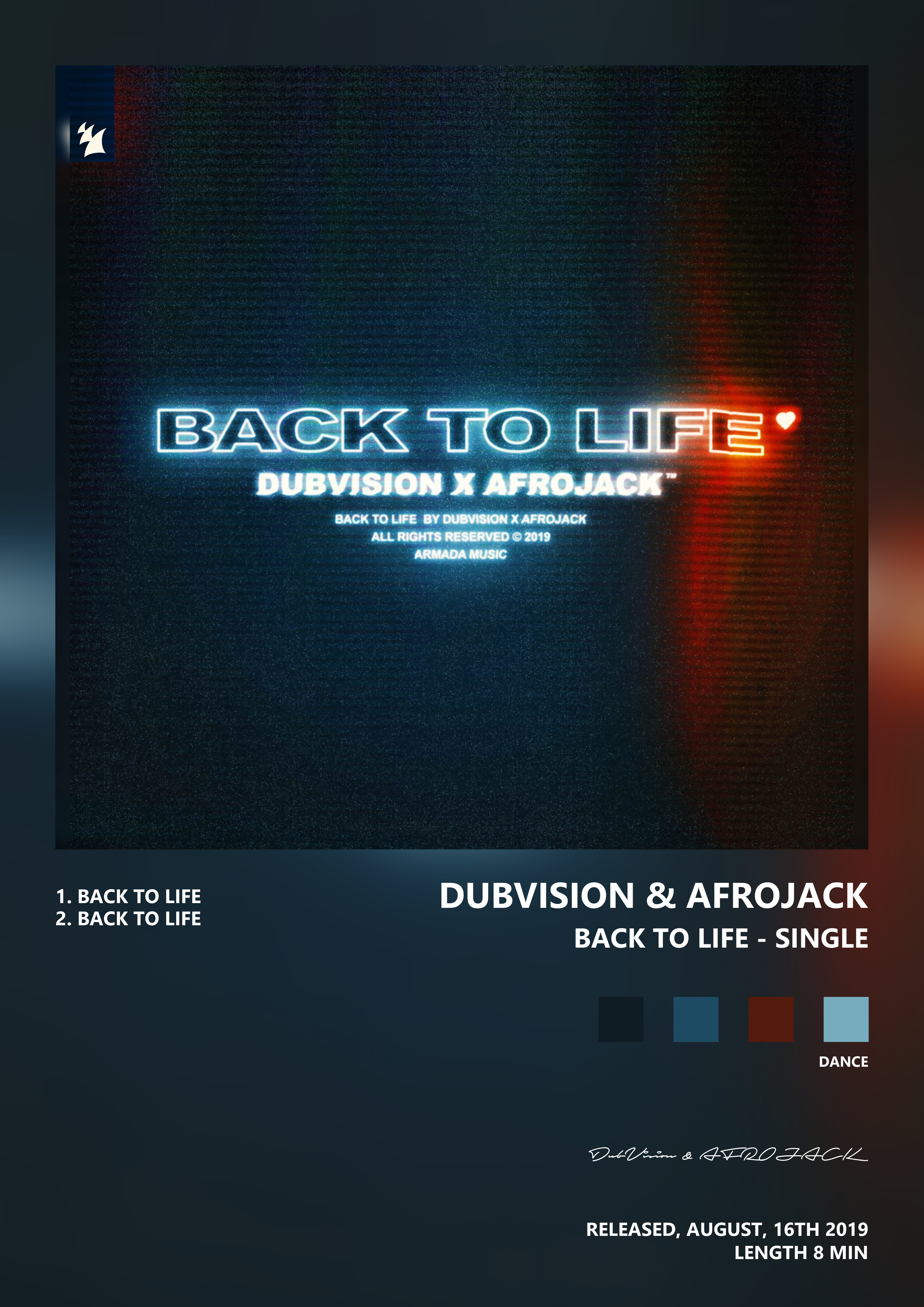 Music poster: DubVision AFROJACK - Back to Life - Single
