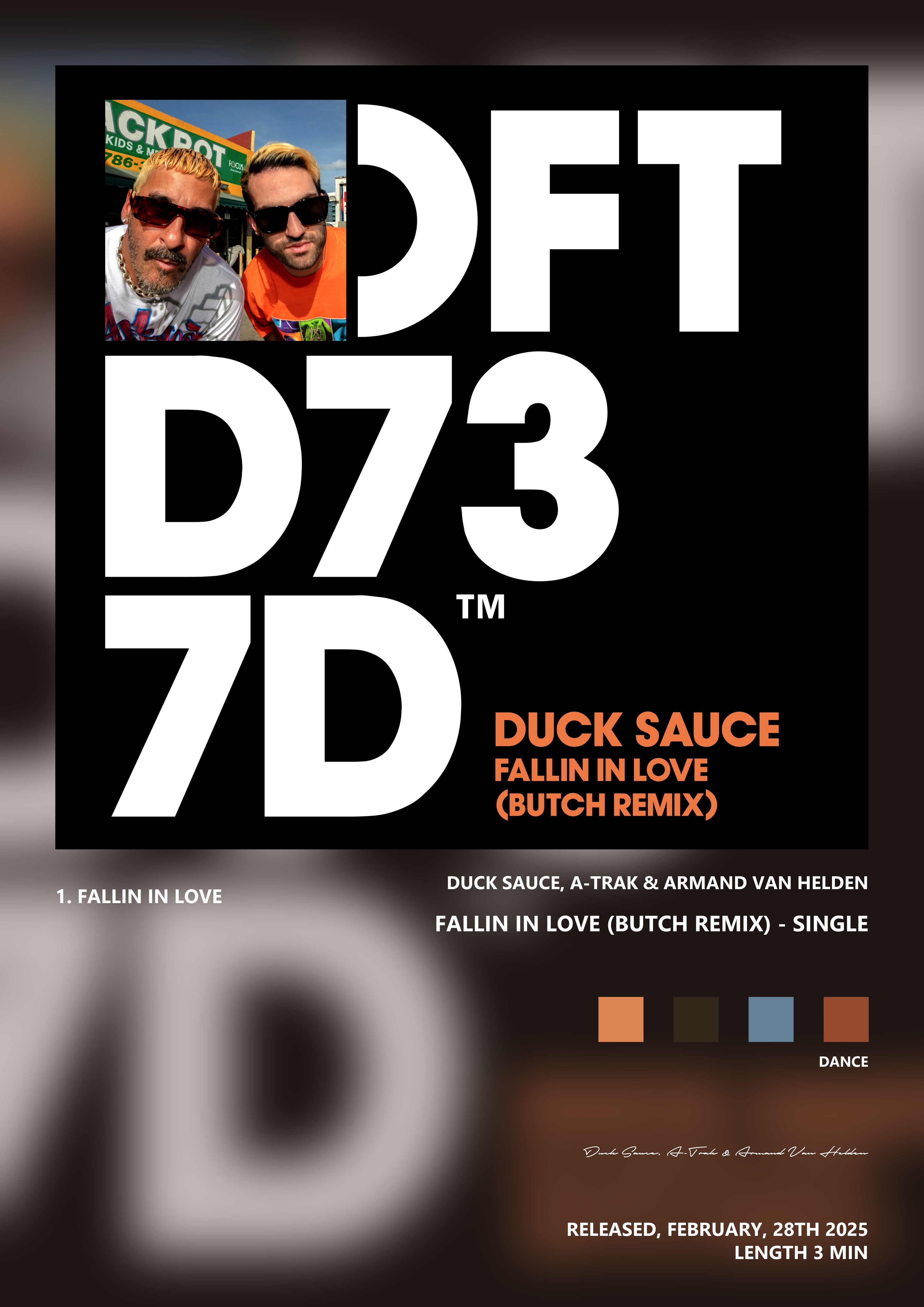Music poster: Duck Sauce A-Trak Armand Van Helden - Fallin in Love Butch Remix - Single