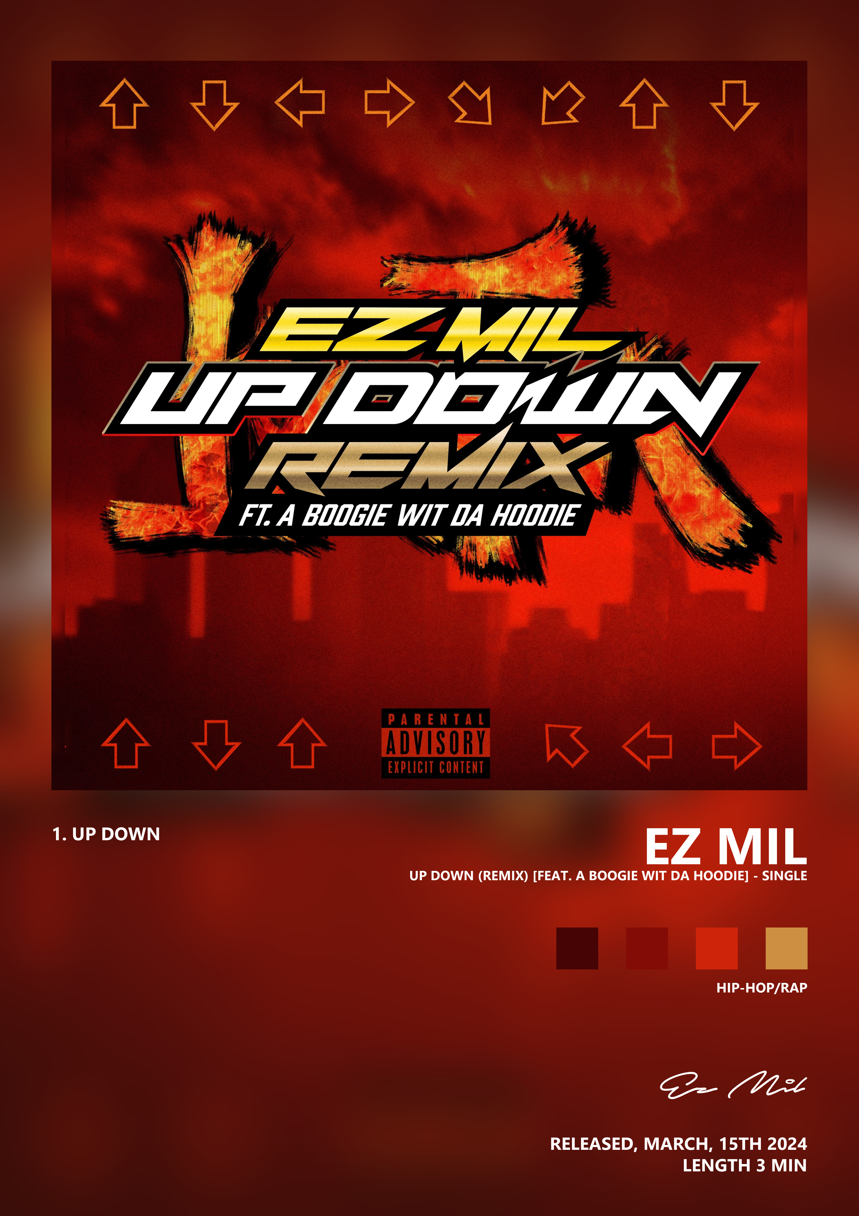 Music poster: Ez Mil - Up Down Remix feat A Boogie wit da Hoodie - Single