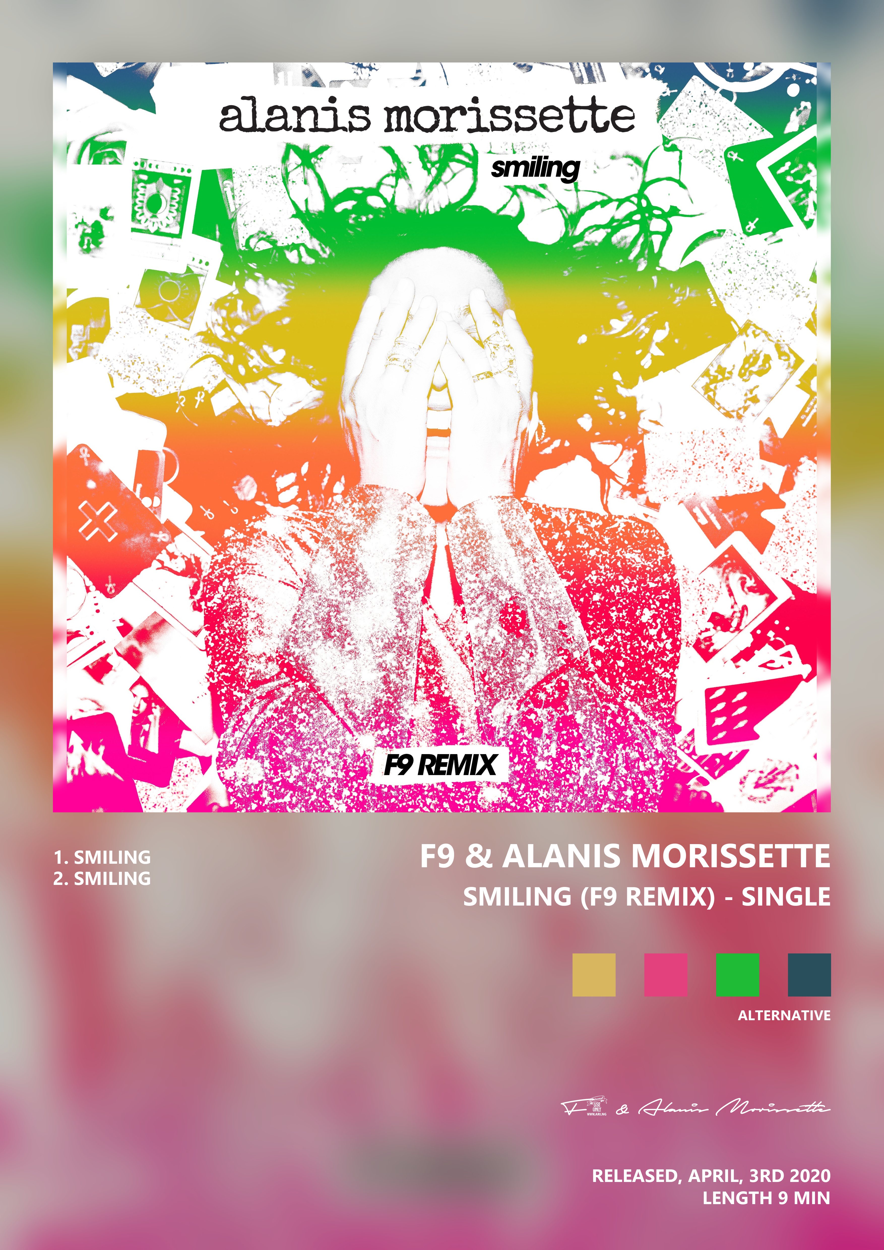 Music poster: F9 Alanis Morissette - Smiling F9 Remix - Single