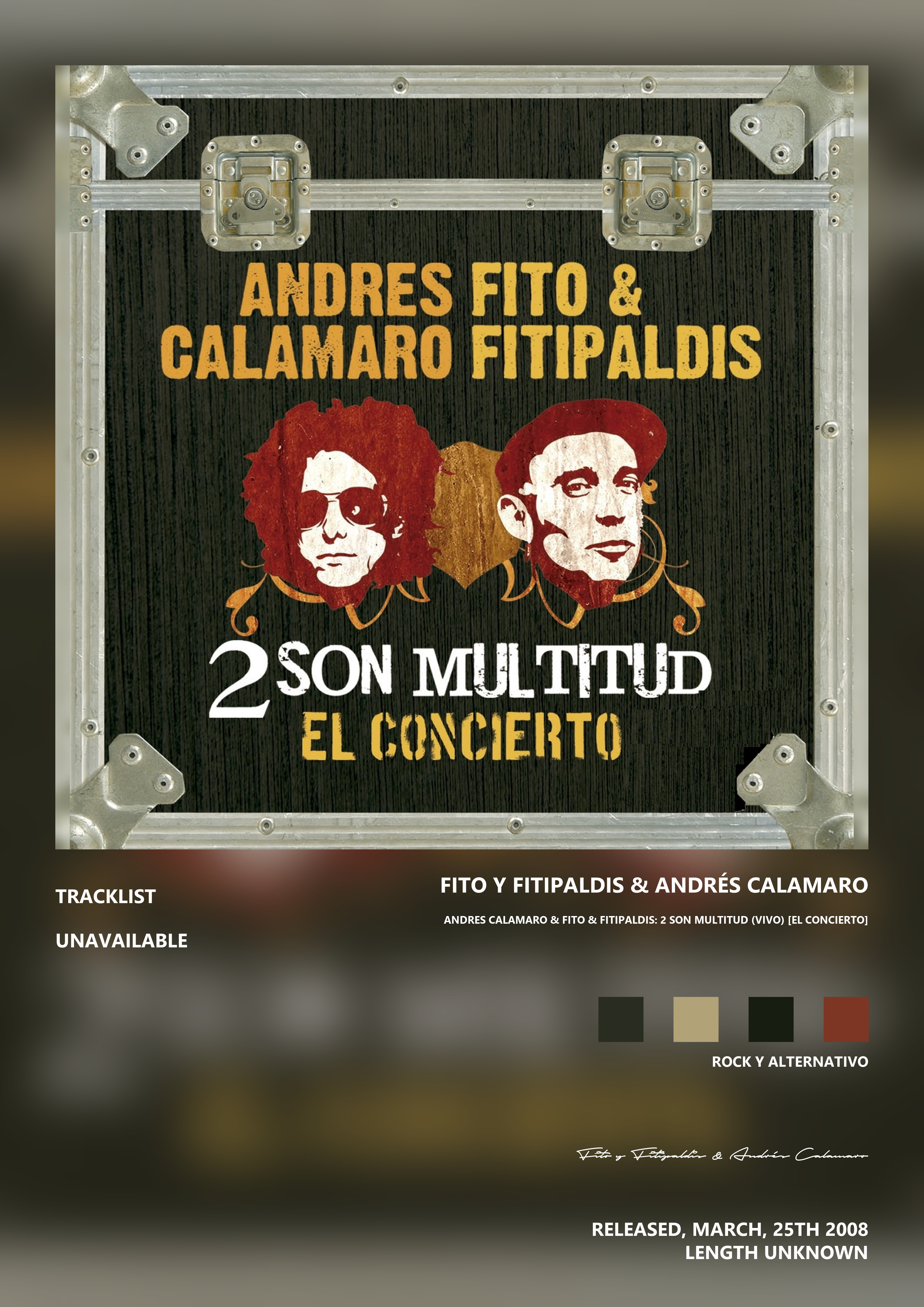 Music poster: Fito y Fitipaldis Andrés Calamaro - Andres Calamaro Fito Fitipaldis 2 Son Multitud Vivo El Concierto
