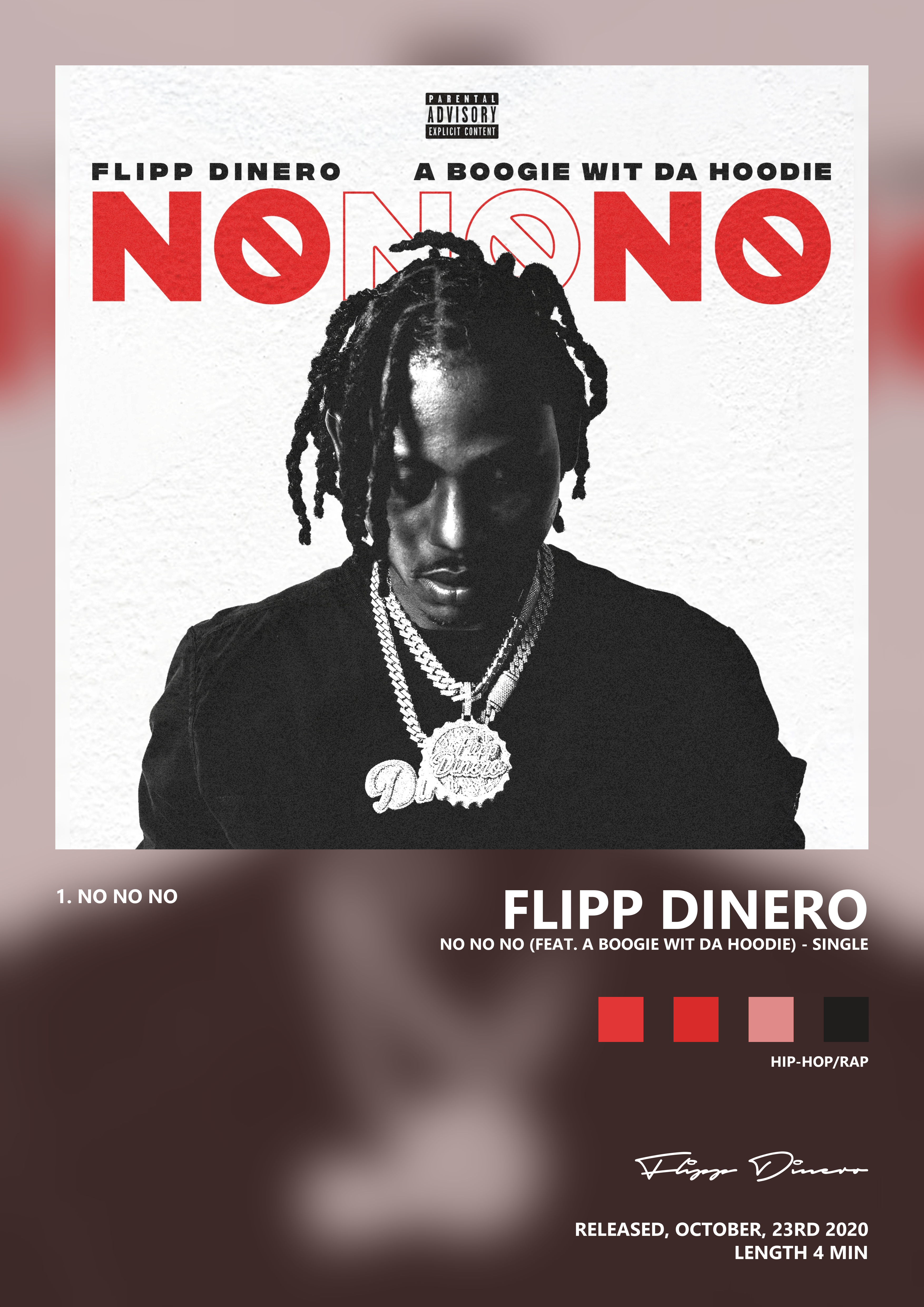 Music poster: Flipp Dinero - No No No feat A Boogie wit da Hoodie - Single
