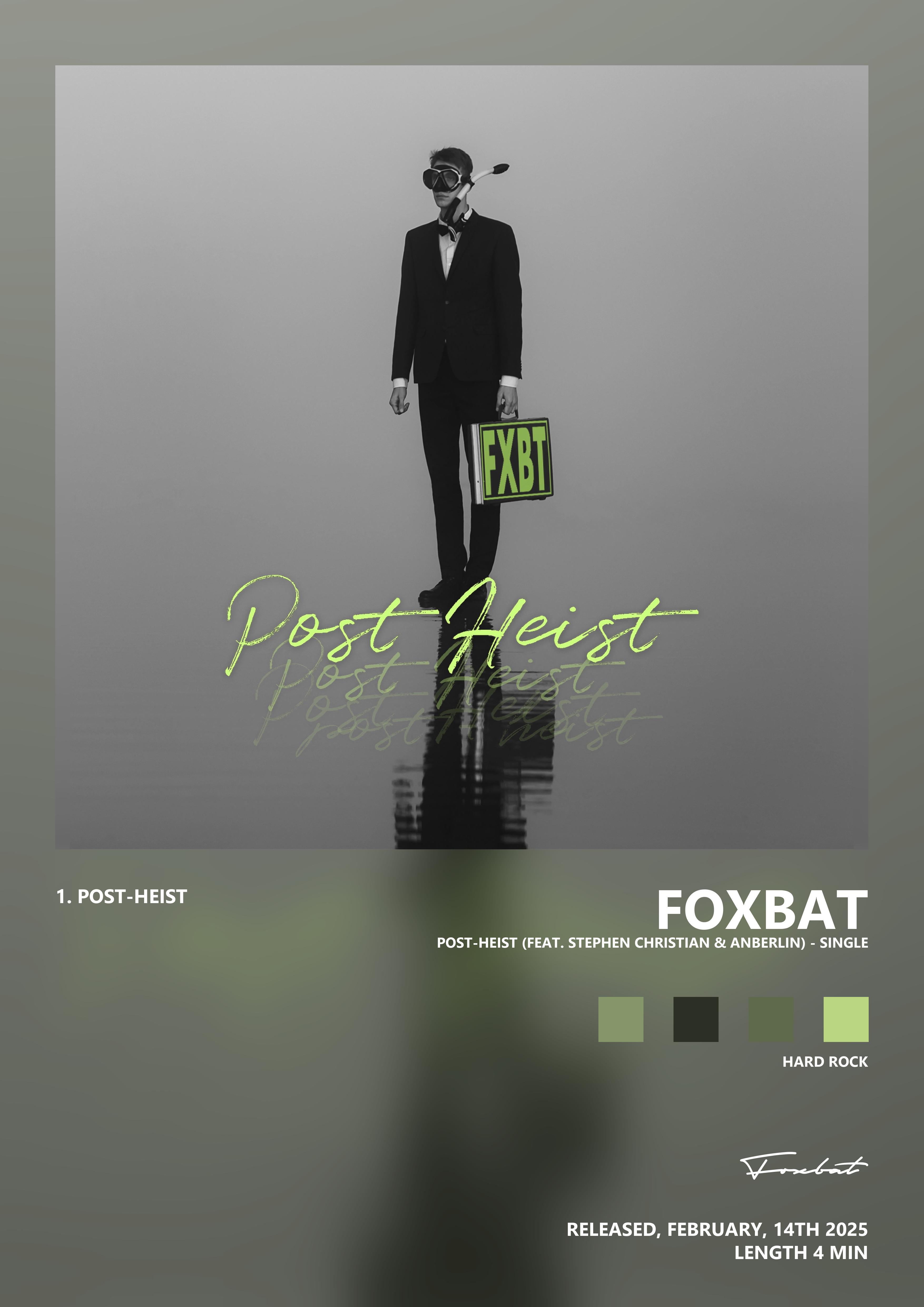 Music poster: Foxbat - Post-Heist feat Stephen Christian Anberlin - Single