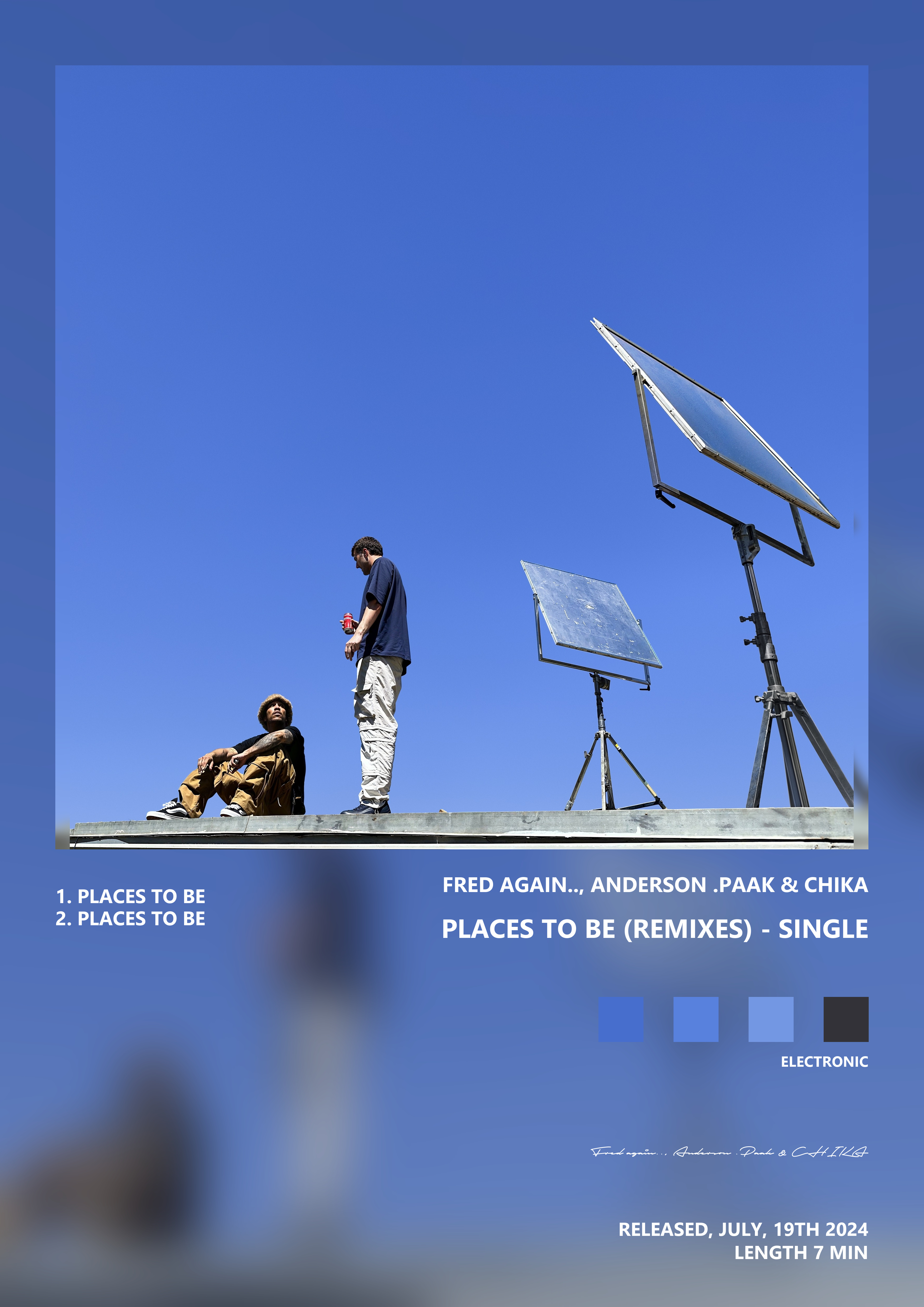 Music poster: Fred again Anderson Paak CHIKA - places to be remixes - Single