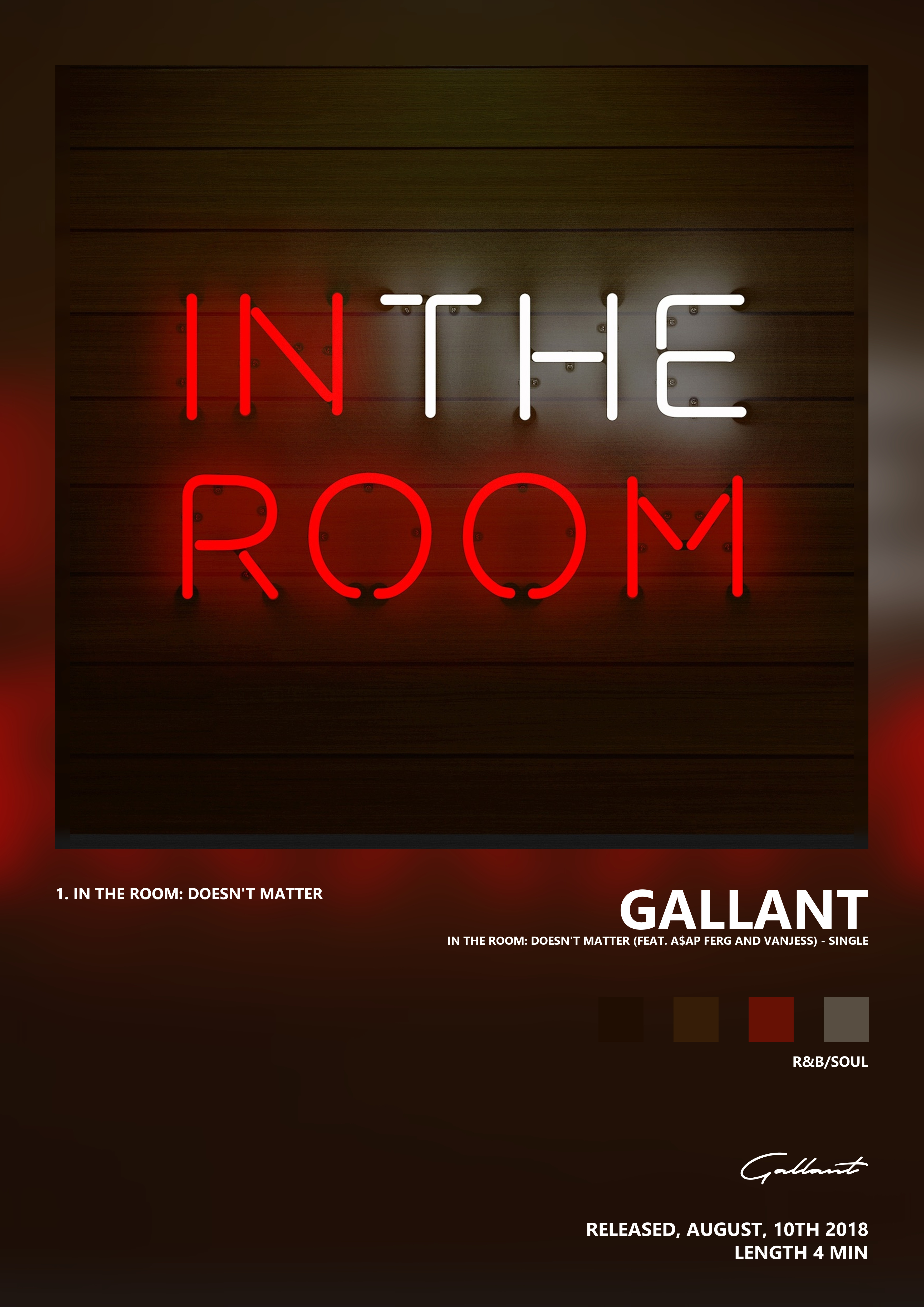 Music poster: Gallant - In the Room Doesnt Matter feat AAP Ferg and VanJess - Single