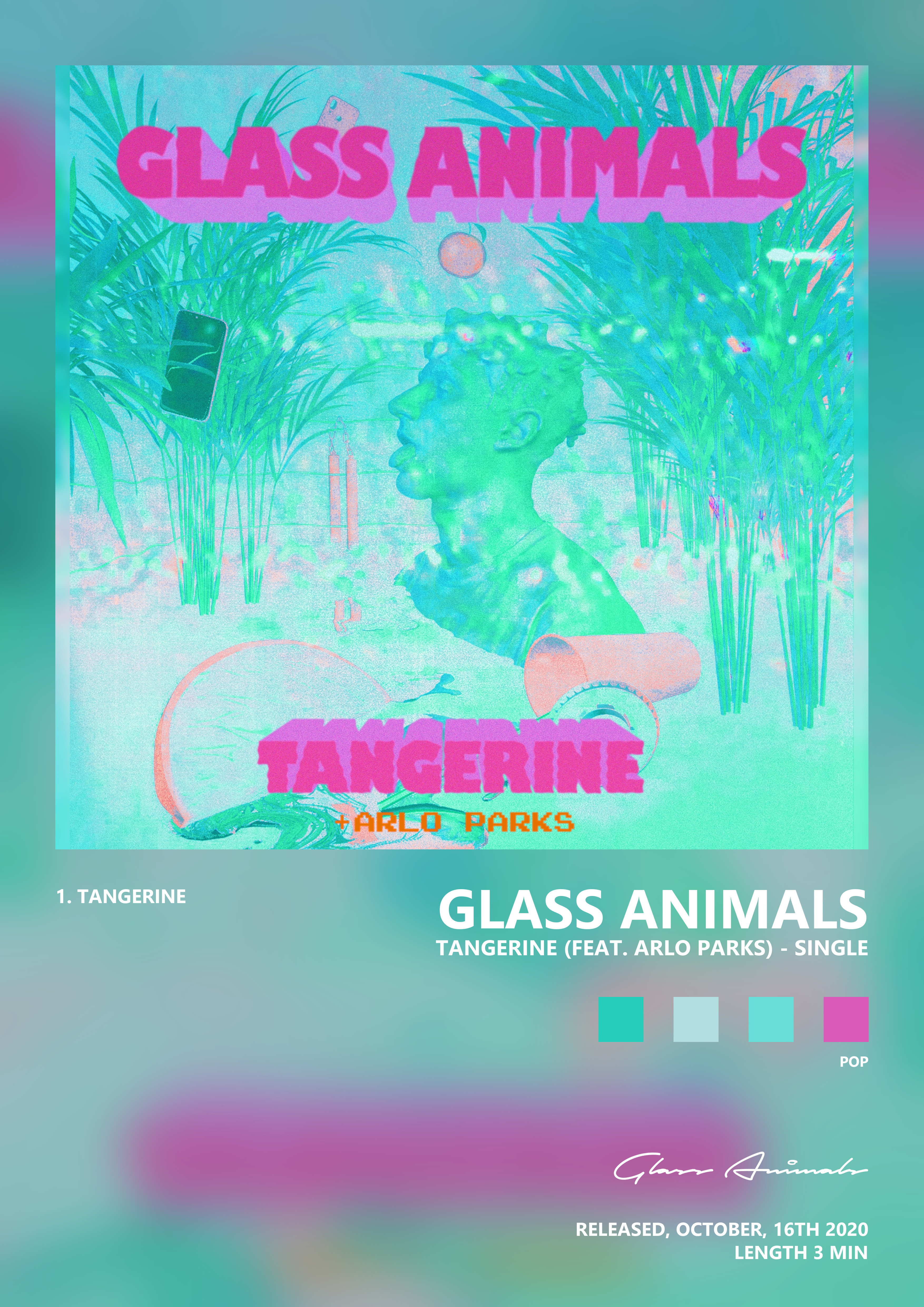 Music poster: Glass Animals - Tangerine feat Arlo Parks - Single