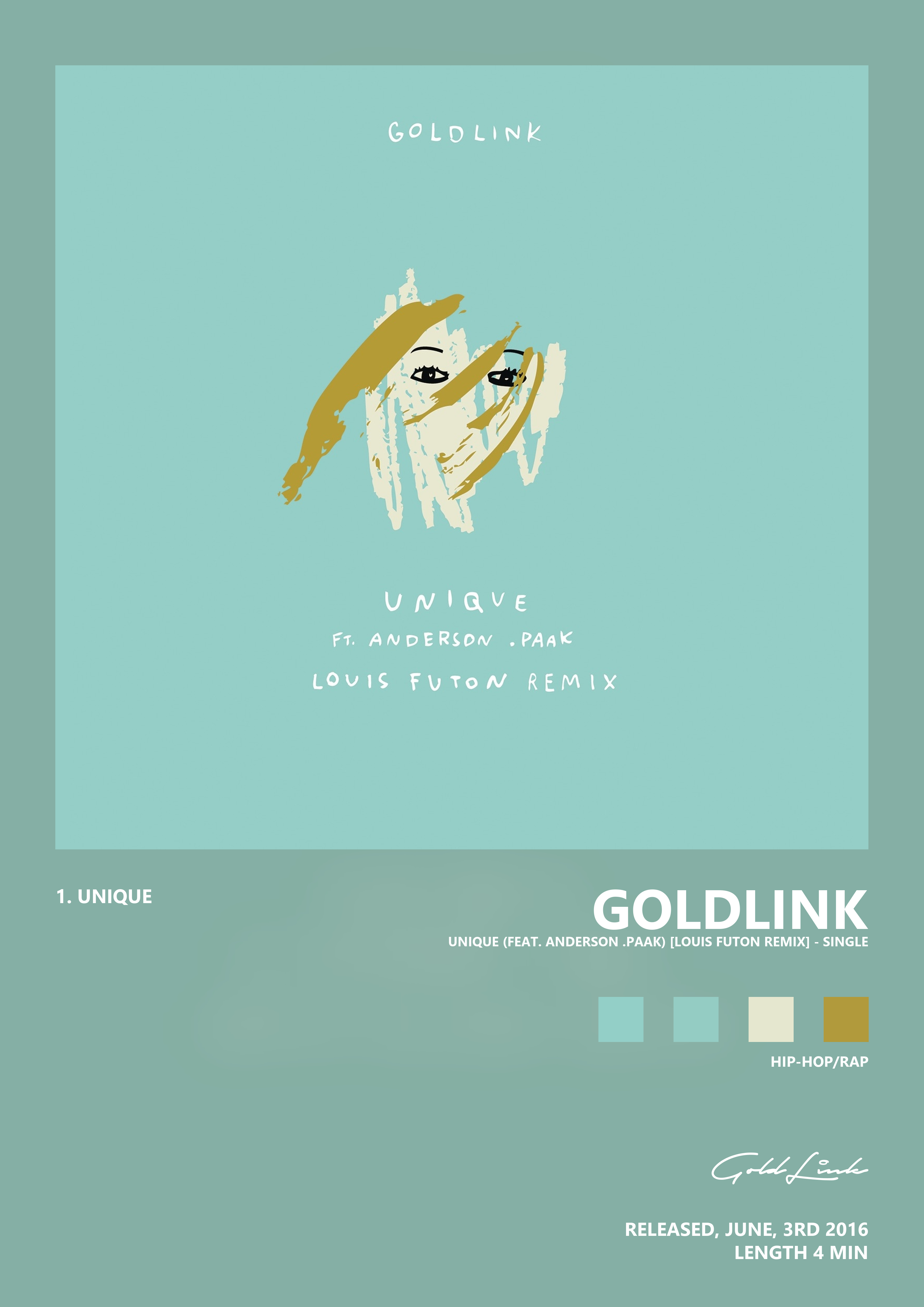 Music poster: GoldLink - Unique feat Anderson Paak Louis Futon Remix - Single