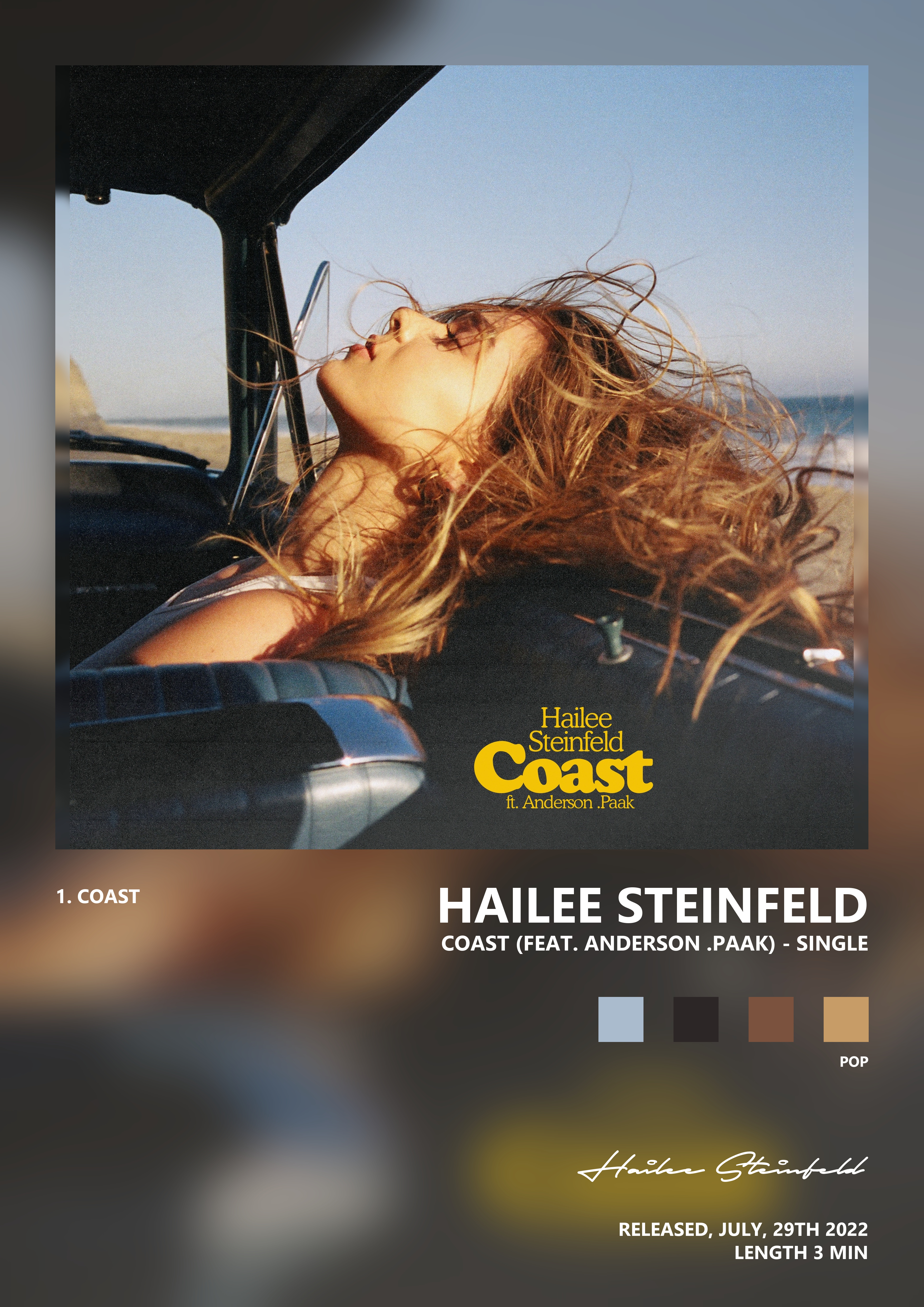 Music poster: Hailee Steinfeld - Coast feat Anderson Paak - Single