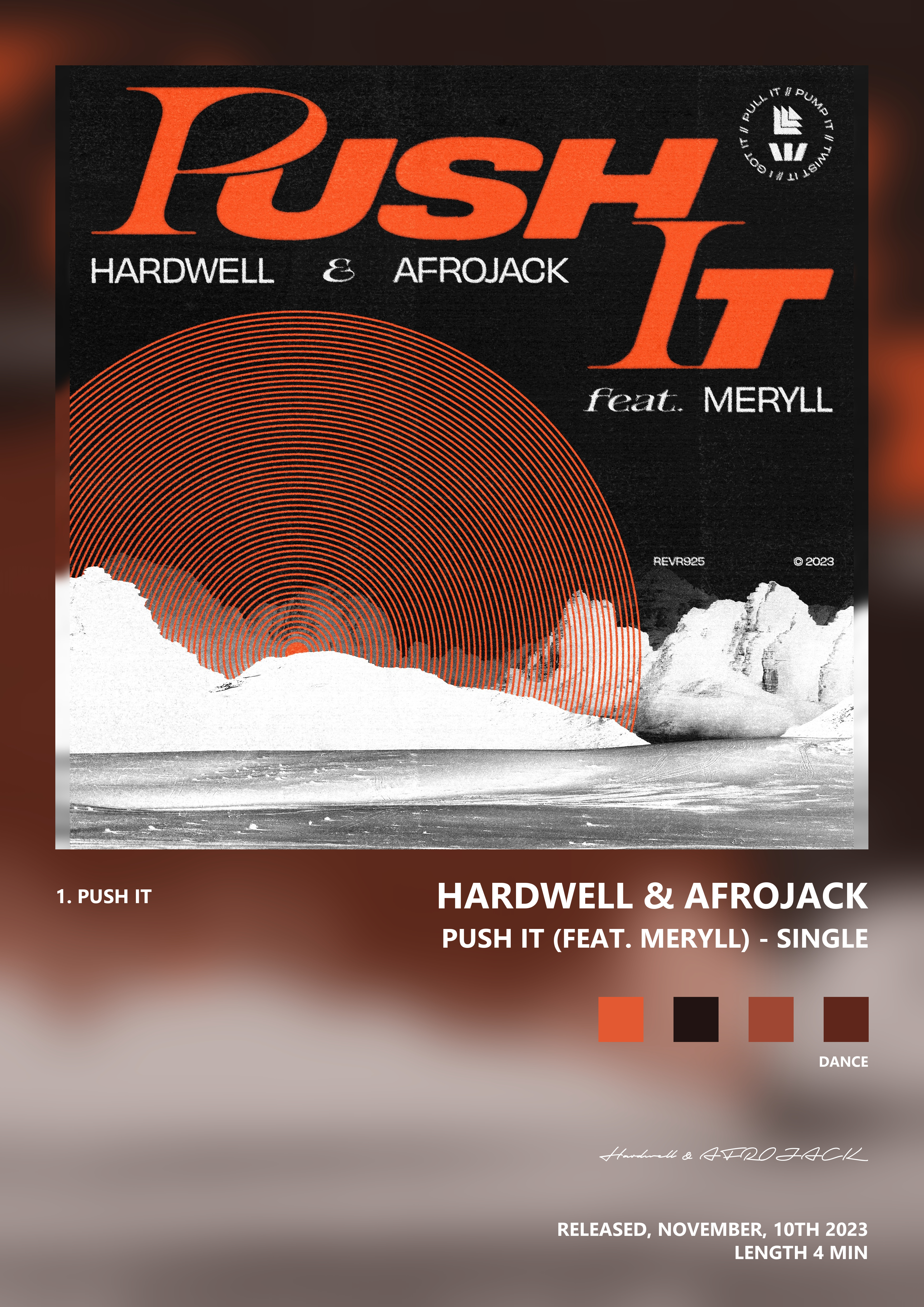 Music poster: Hardwell AFROJACK - Push It feat MERYLL - Single