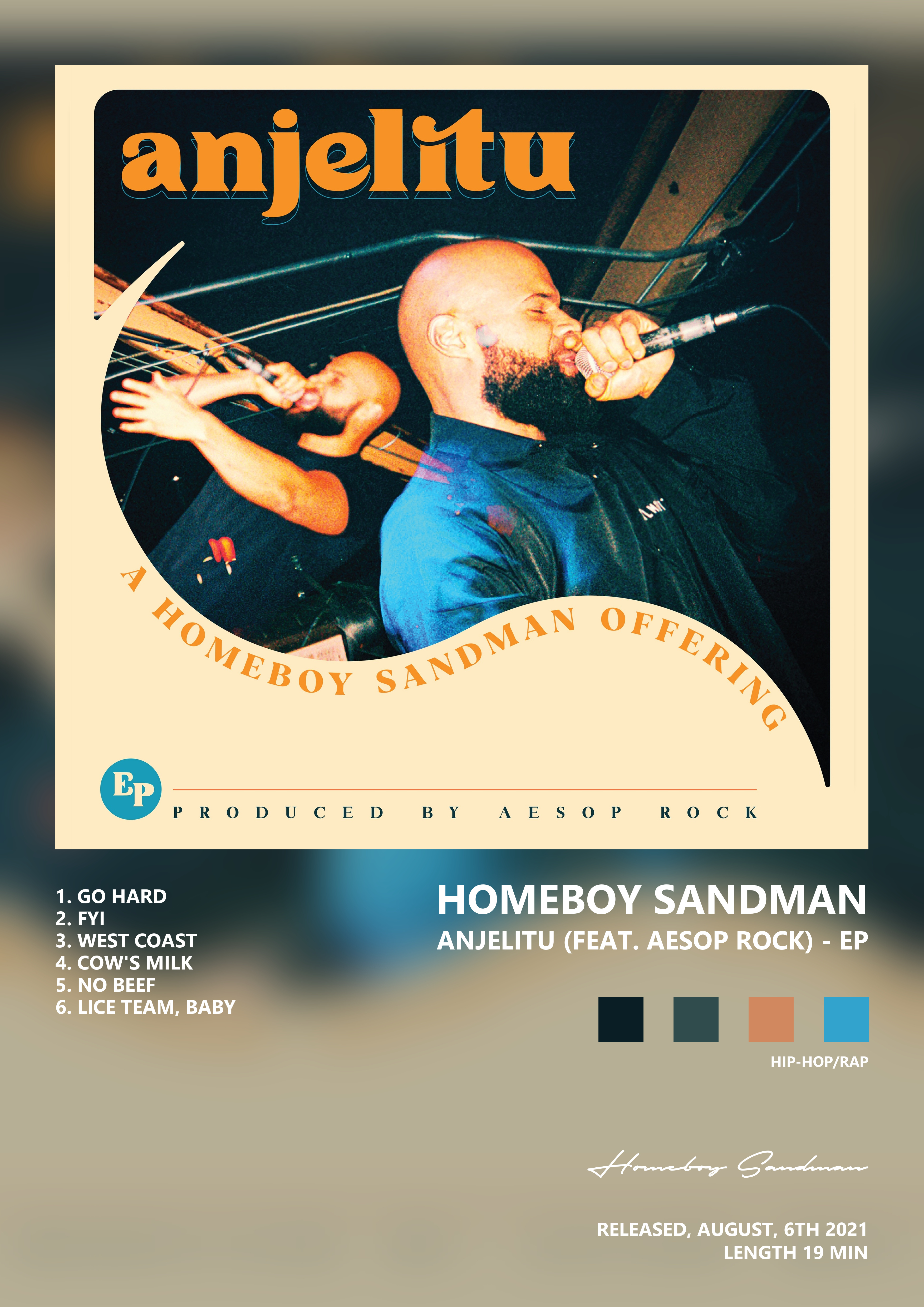 Music poster: Homeboy Sandman - Anjelitu feat Aesop Rock - EP