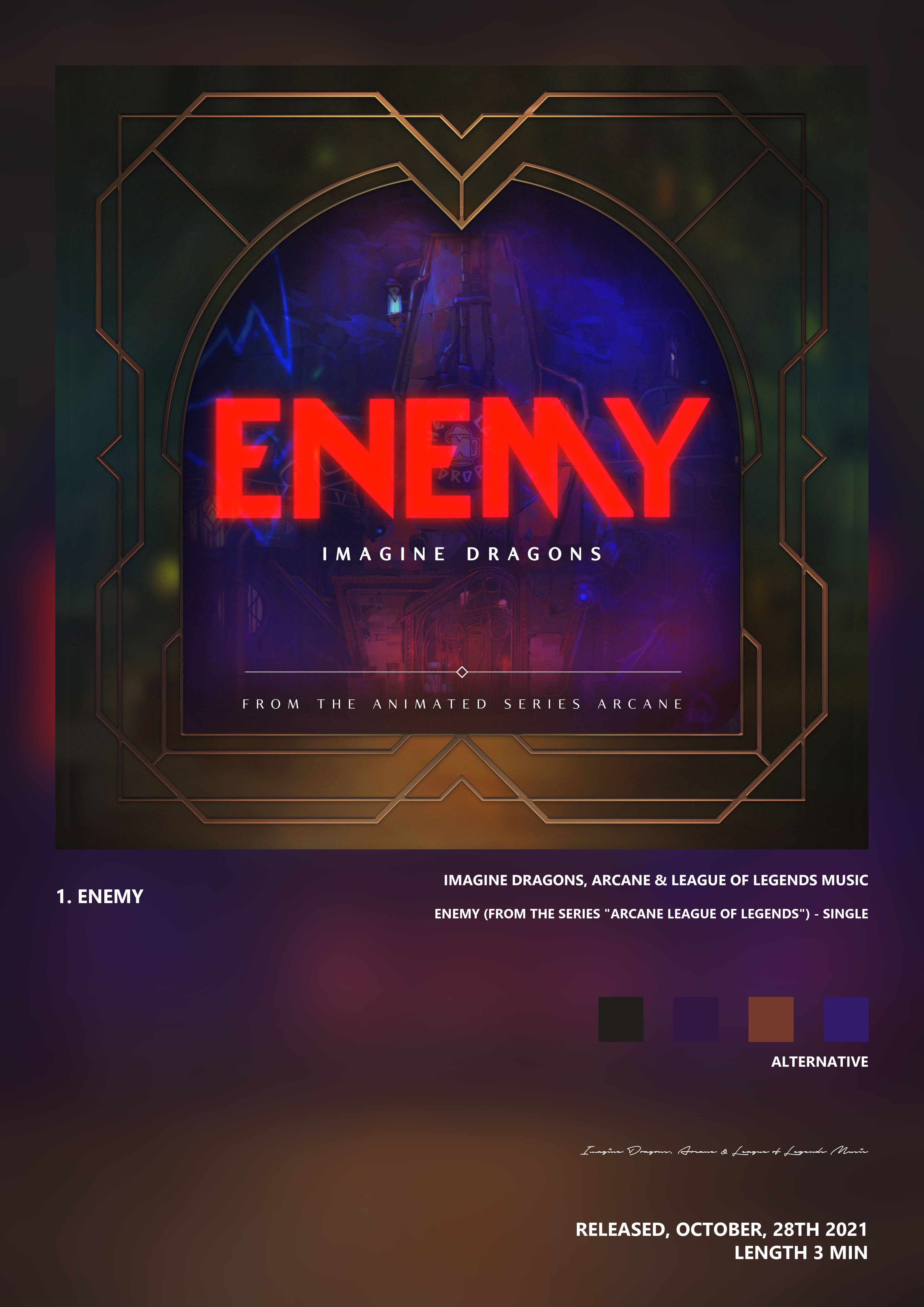 Music poster: Imagine Dragons Arcane League of Legends Music - Enemy From the series Arcane League of Legends - Single