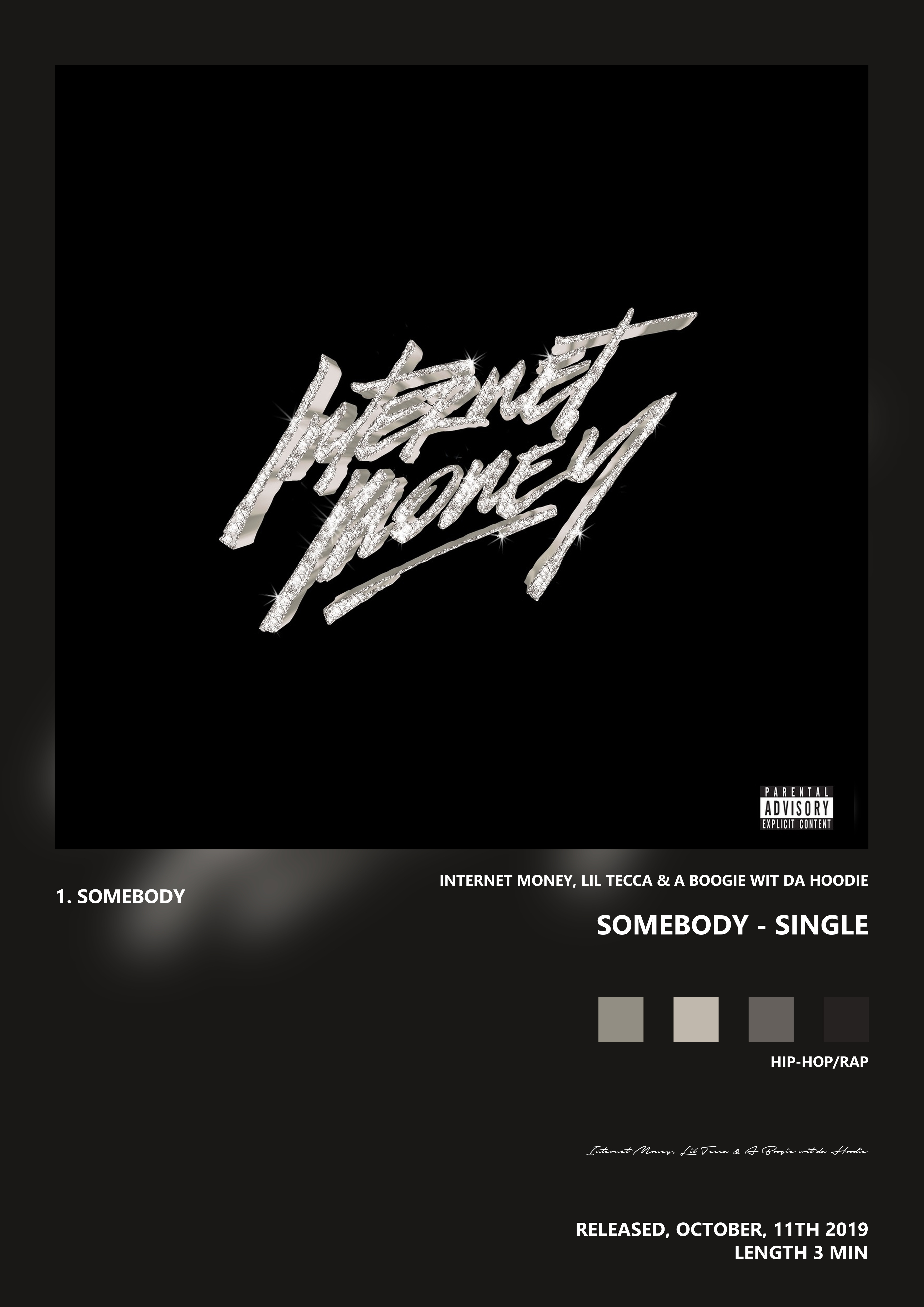 Music poster: Internet Money Lil Tecca A Boogie wit da Hoodie - Somebody - Single